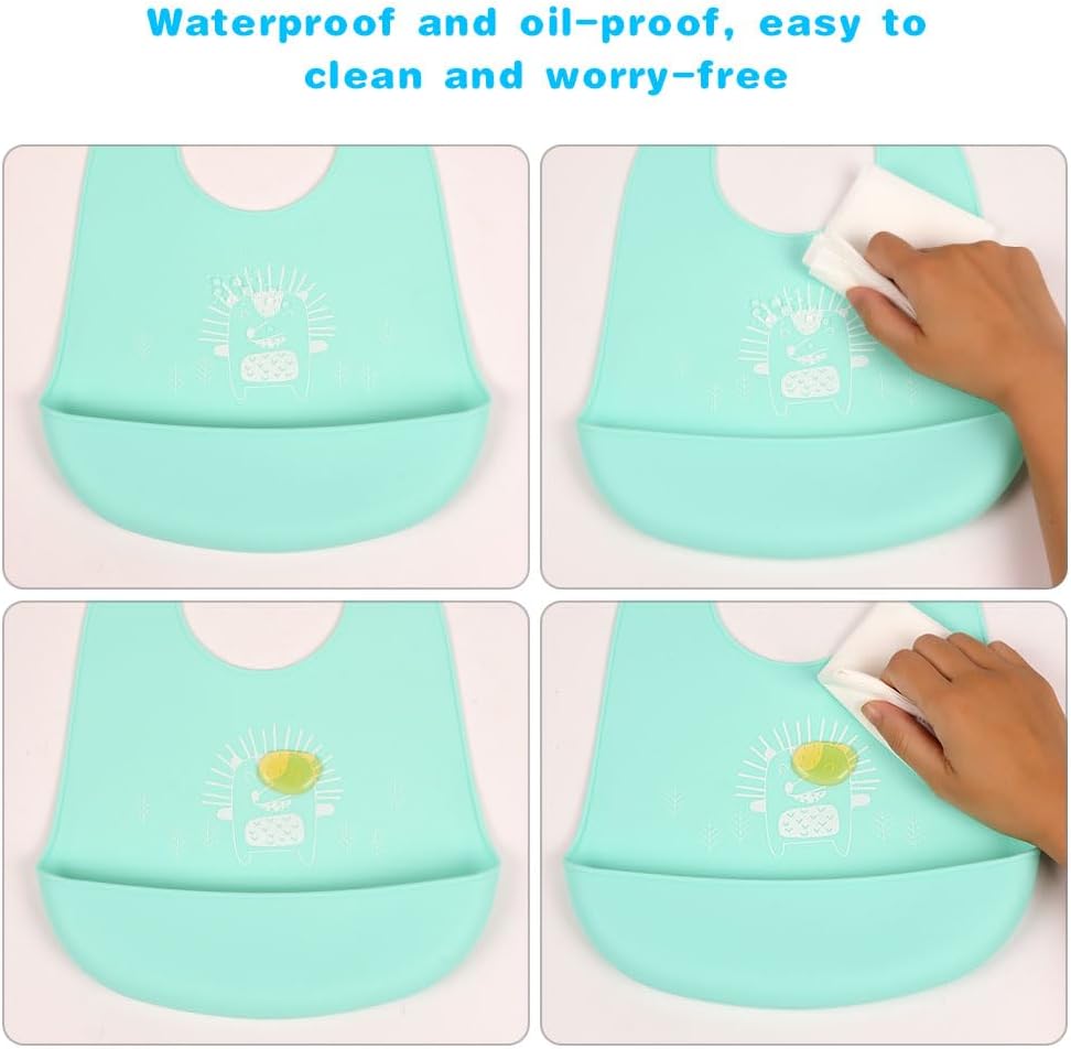 Thumbnail 5 de Vicloon Bavaglino in Silicone con Vaschetta di Raccolta (2 pezzi) – Orso e Riccio, senza BPA