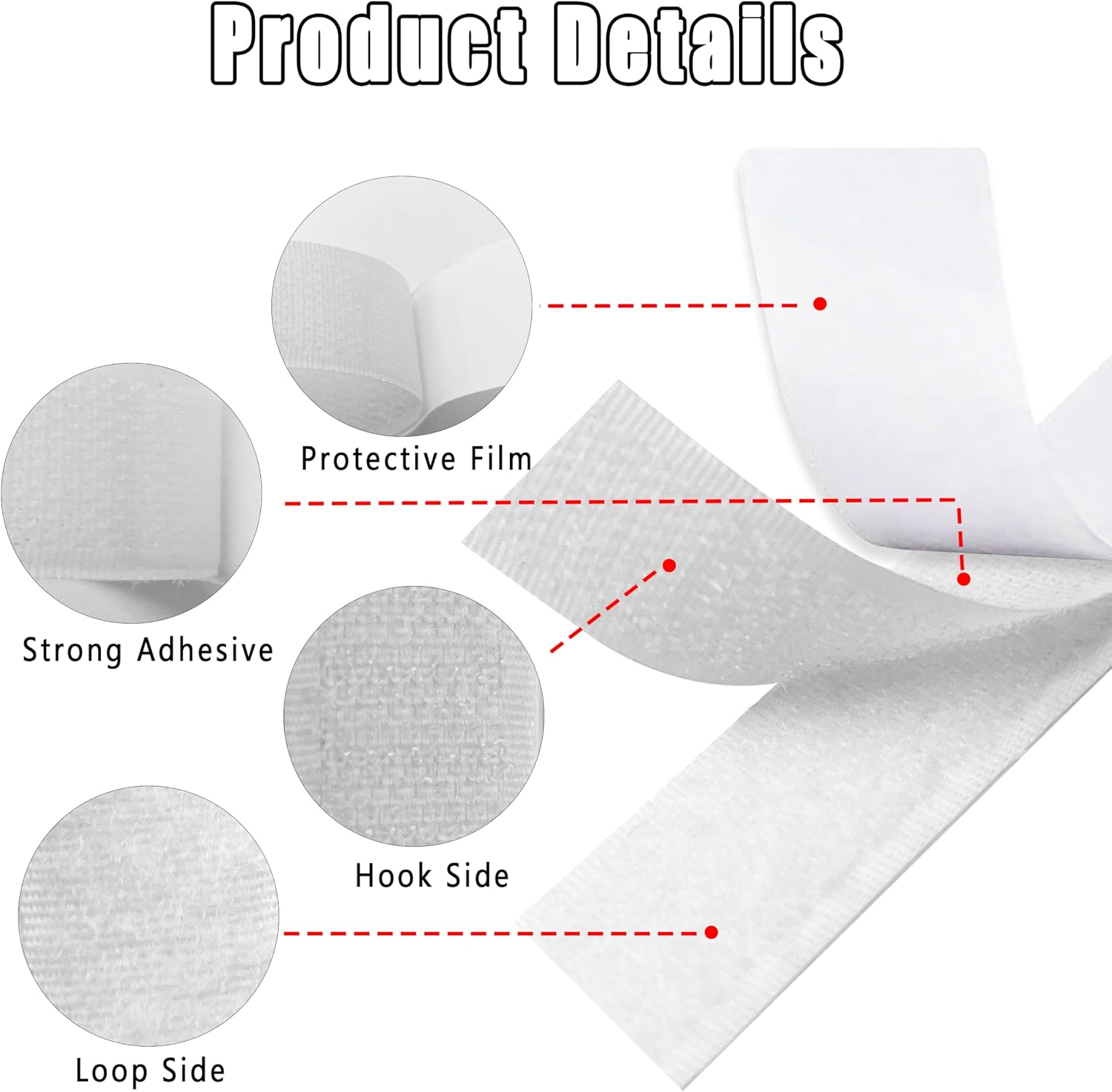 Detalle de Xcdhemde® Nastro Adesivo Autoadesivo 8 m x 20 mm: Riutilizzabile, per Abbigliamento, Scarpe, Cappelli, DIY e Conservazione Domestica