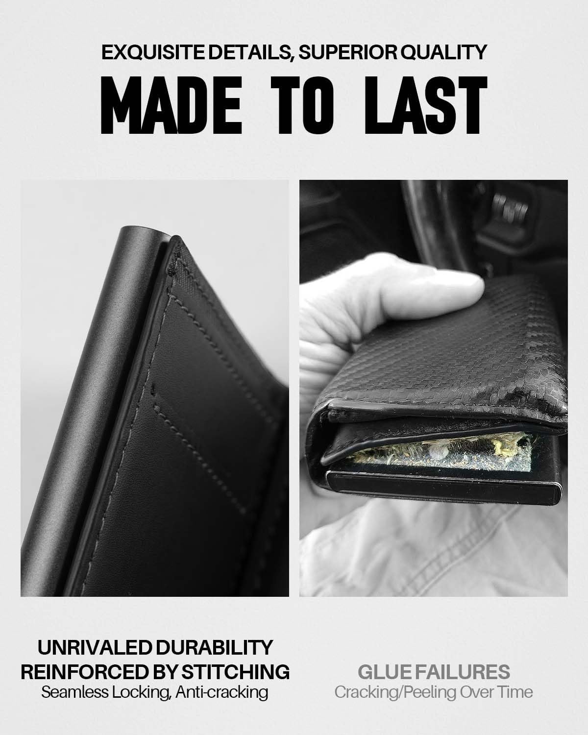 Detalle de MYSHION pop up wallet for men with coin pocket, trifold + ID window (RFID blocking), black