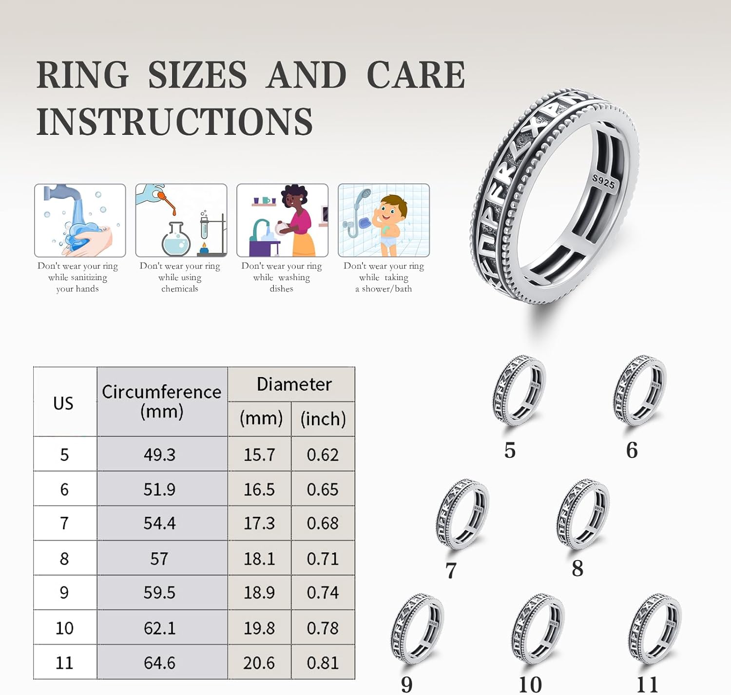 Detalle 2 de PARYFO 925er Sterling Silber Wikinger Spinner Ring – Drehschneller Ring für Männer und Frauen
