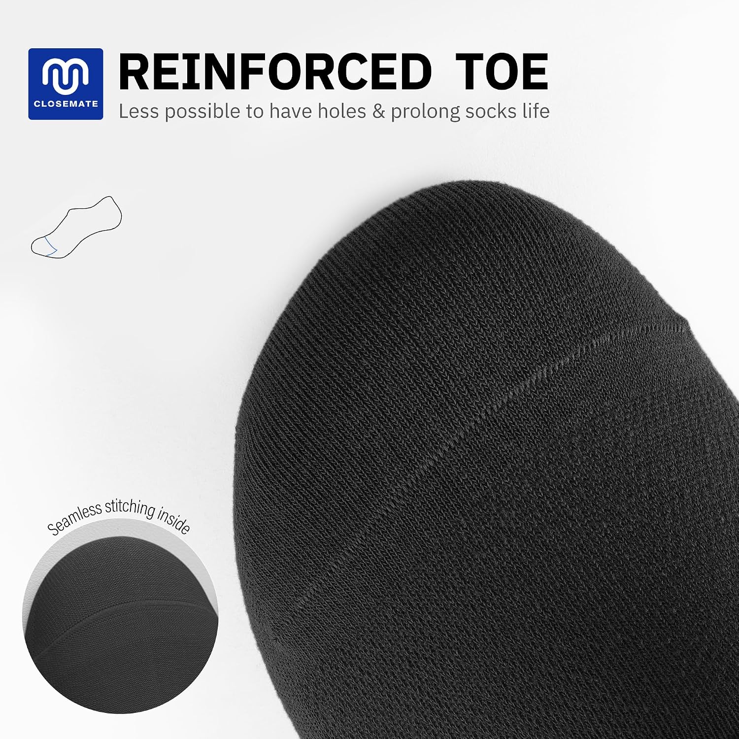 Detalle de CLOSEMATE No-Show Ankle Socks, 6 Pairs, Cotton Blend with Silicone Heel Grips