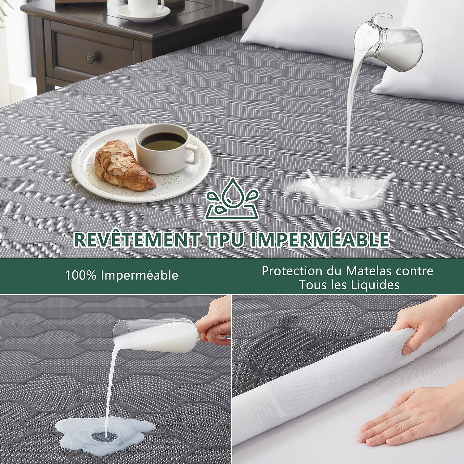 Detalle 2 de Protège-matelas Imperméable BEDLORE 90x200 cm – Housse intégrale 30 cm, respirante et Öko-Tex