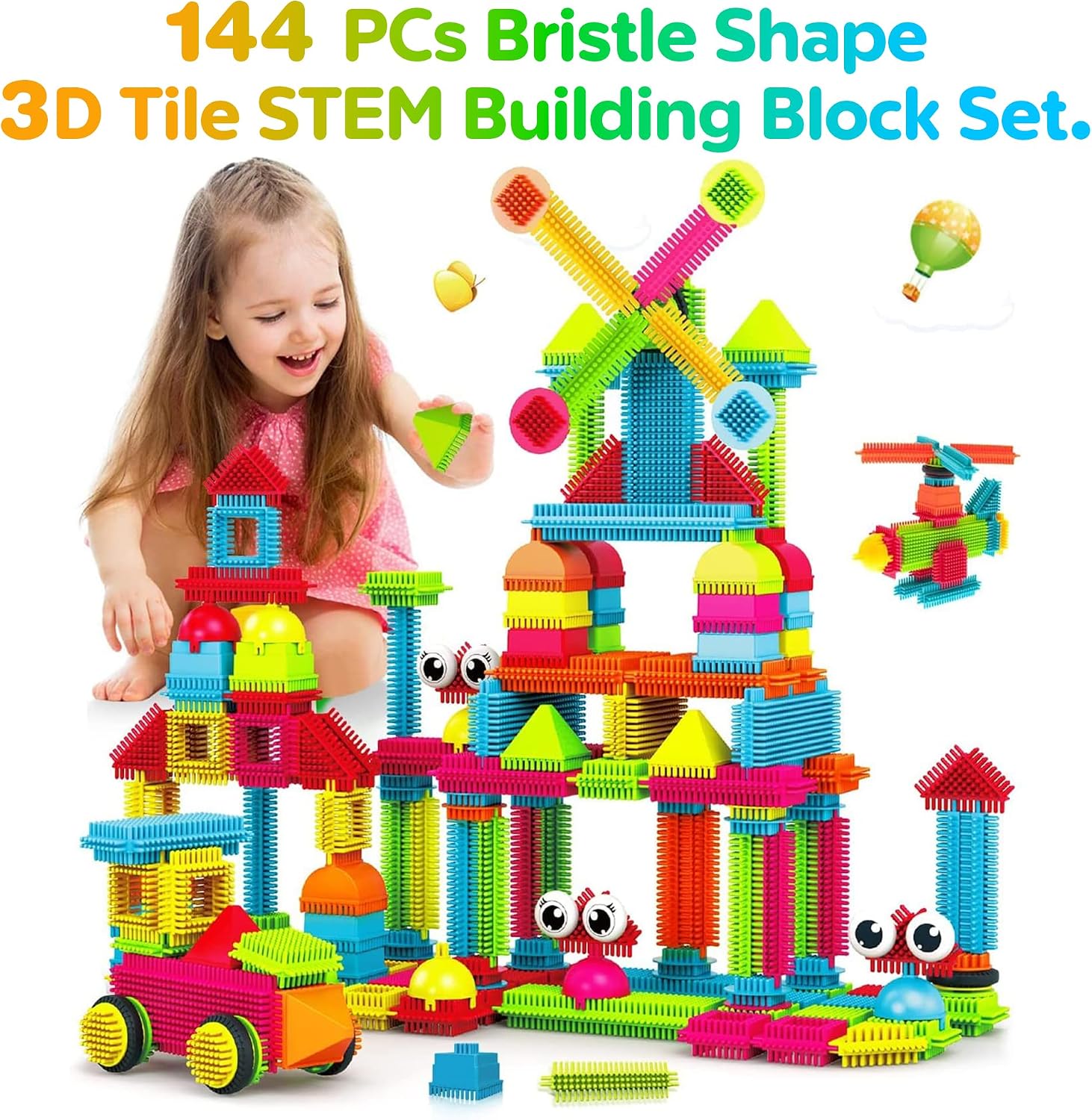 Detalle 2 de Contixo 144 pcs Bristle Shape 3D STEM Building Toys