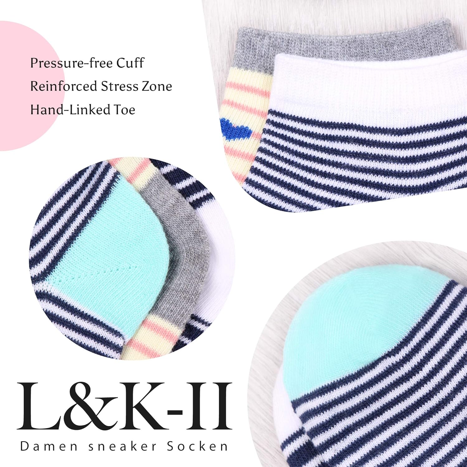 Thumbnail 5 de L&K-II 12 Paia Calze Sportive da Donna e Unisex Sneaker – Cotone, Modello 92276