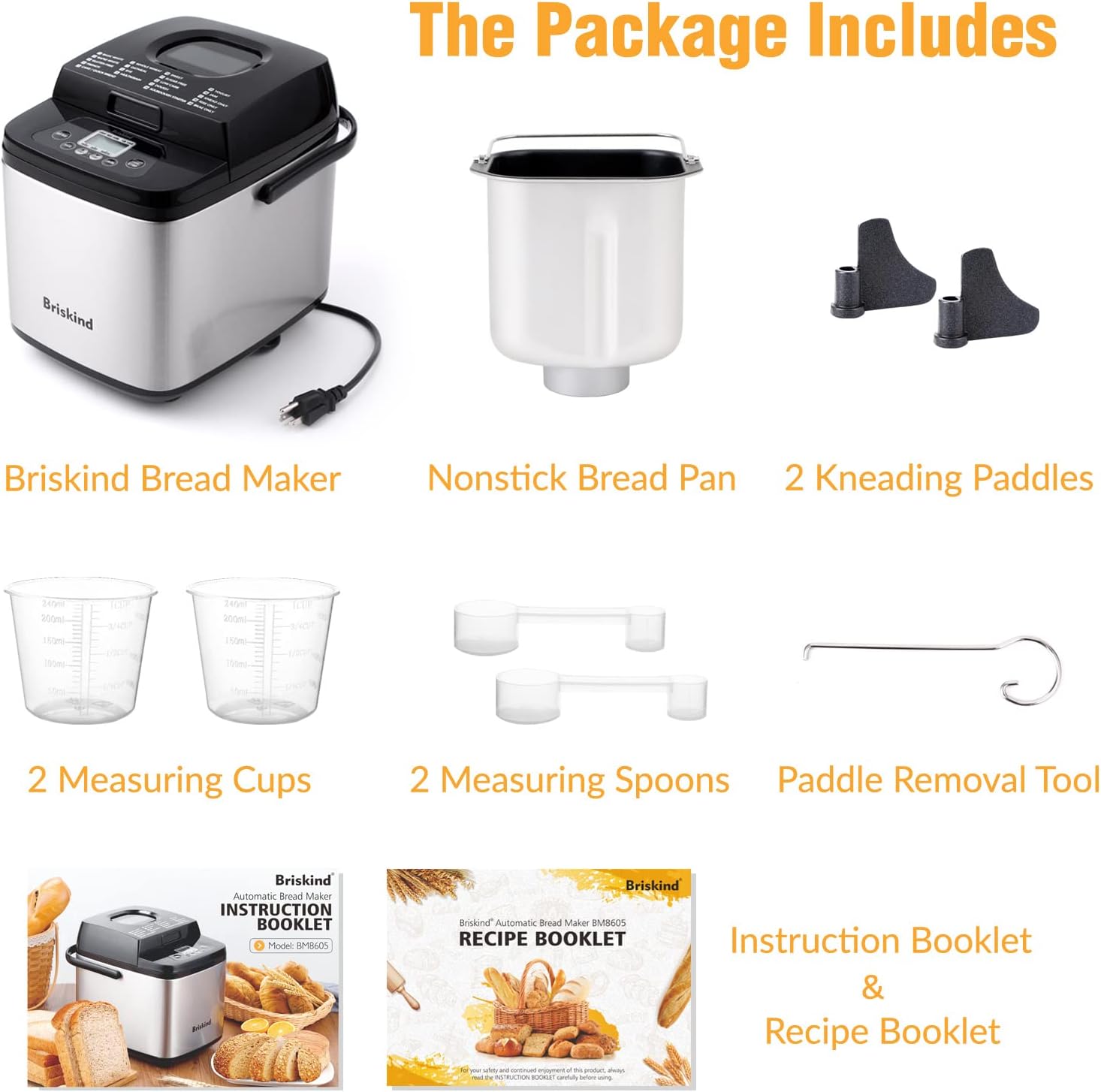 Detalle de Briskind BM8605 Compact Bread Maker, 19 Menus, 1 and 1.5 lb Loaves