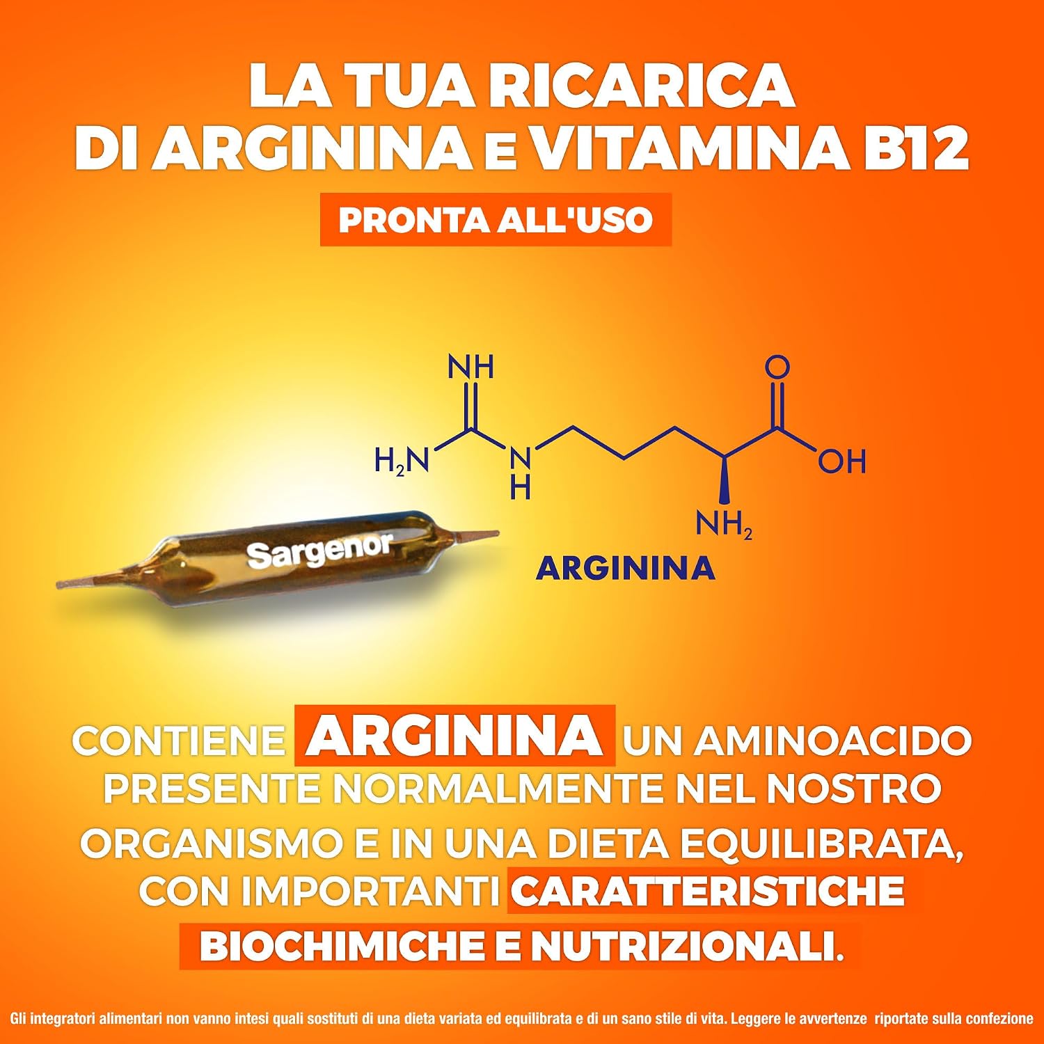 Detalle de Sargenor: Integratore liquido con Arginina e Vitamina B12, 20 fiale