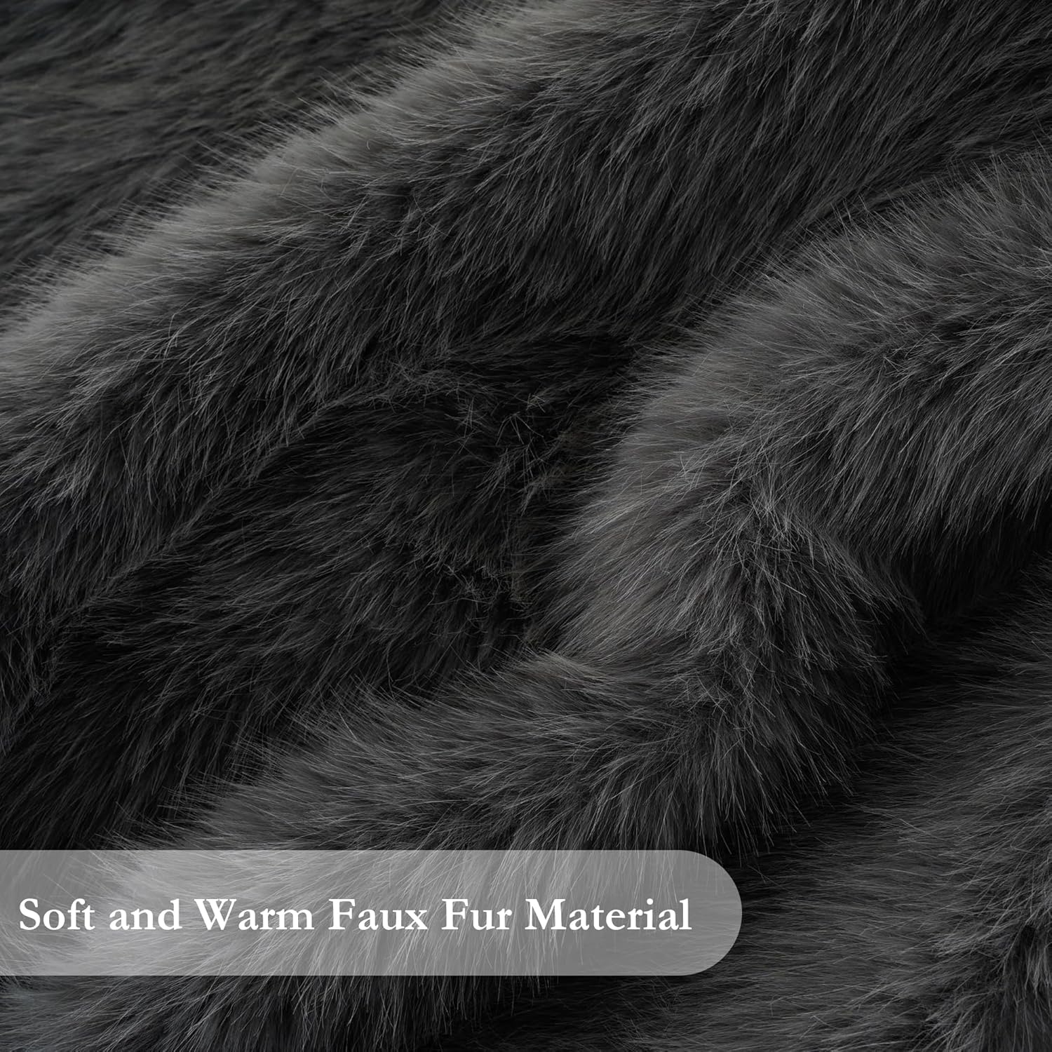 Thumbnail 2 de BATTILO HOME Faux Fur Throw Blanket (Grey) 125x150cm – long pile comfort with velvet reverse