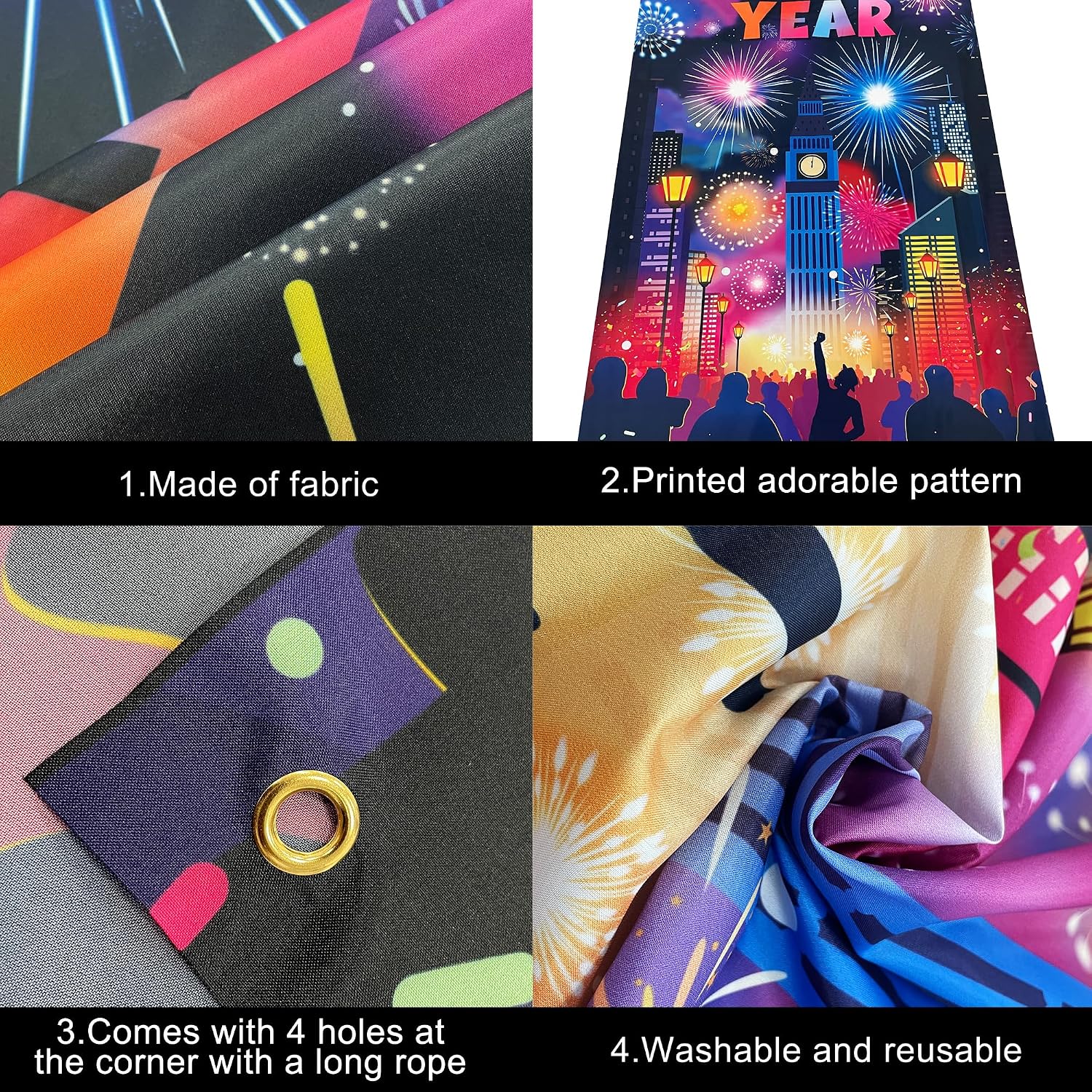 Detalle de KatchOn XtraLarge Happy New Year Door Cover 74x36