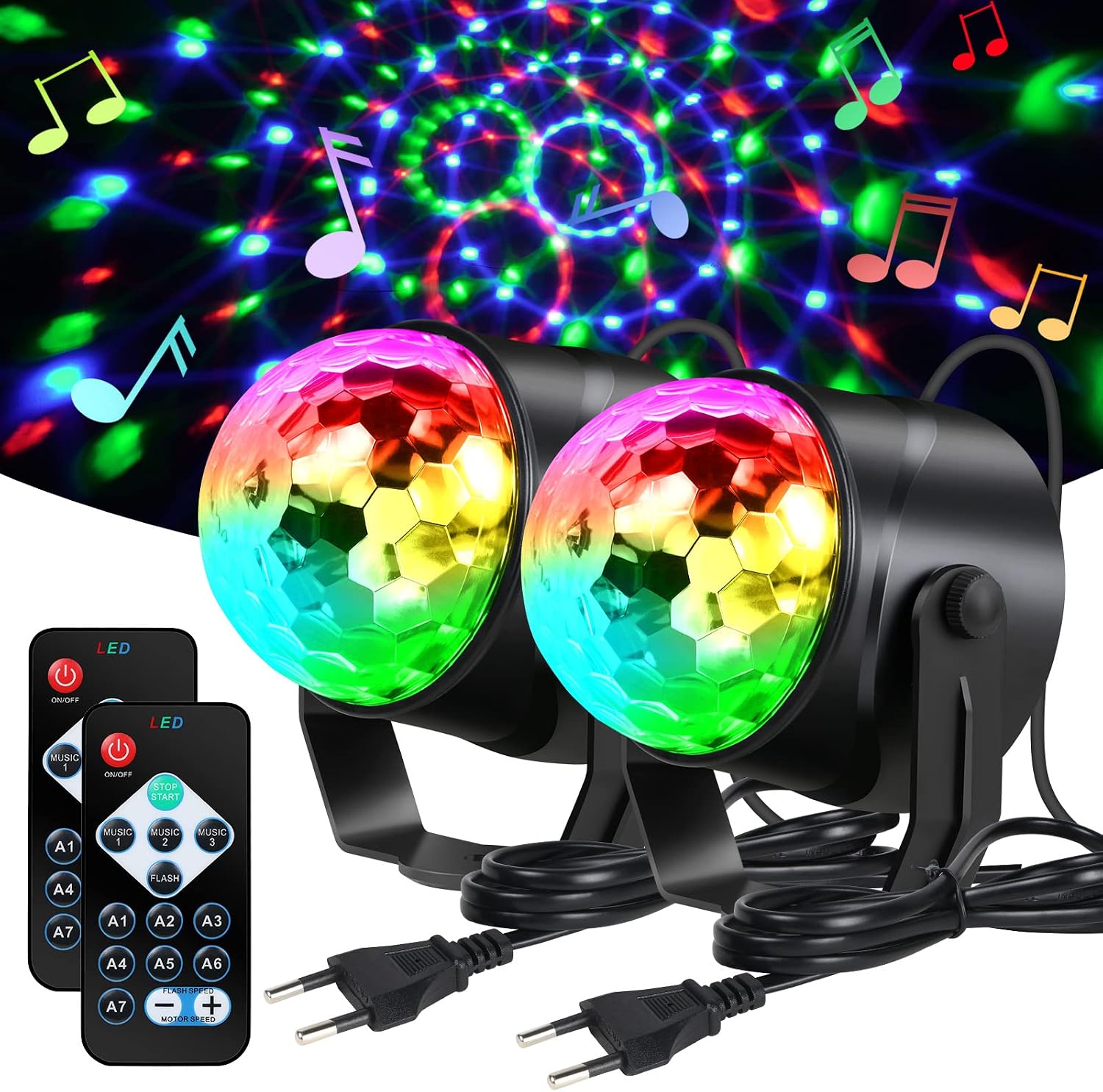 Detalle de URAQT U4-LQEU220122-FBA discolamp LED, set van 2 met afstandsbediening