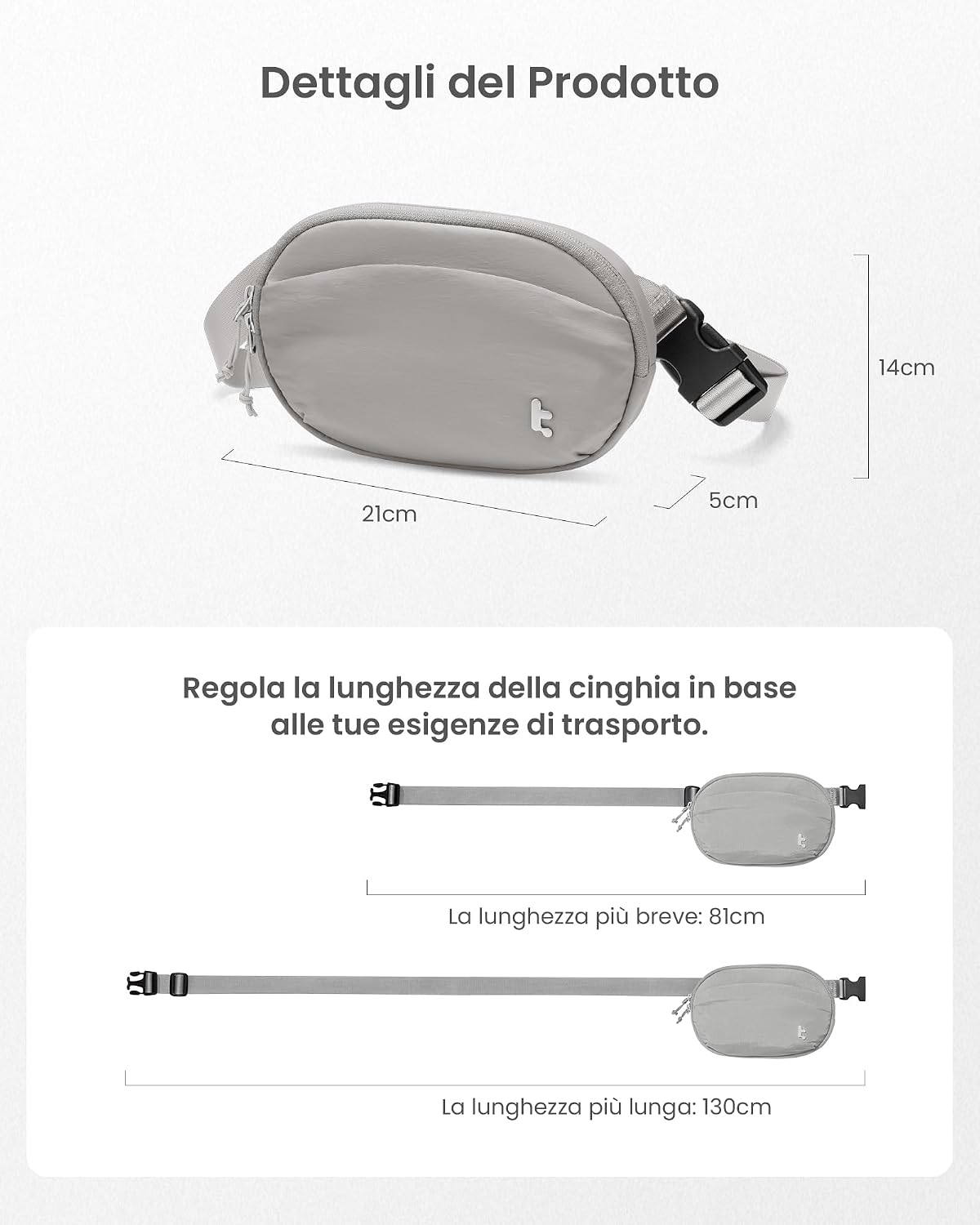 Thumbnail 6 de tomtoc Marsupio da Donna con Protezione RFID 1,5 L – Grigio