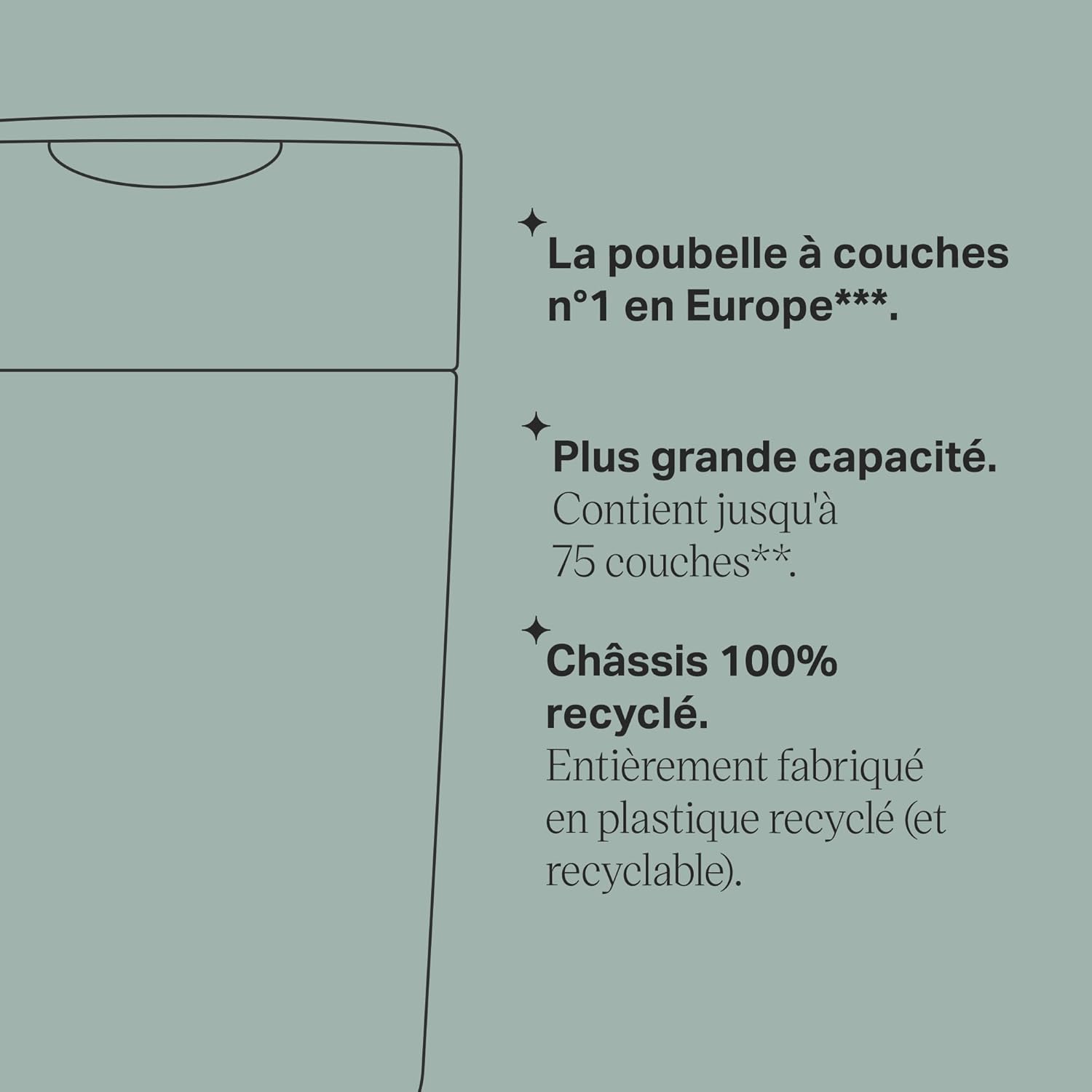 Detalle de Tommee Tippee XL Poubelle à Couches Twist and Click – avec 1 cassette multicouche antibactérienne