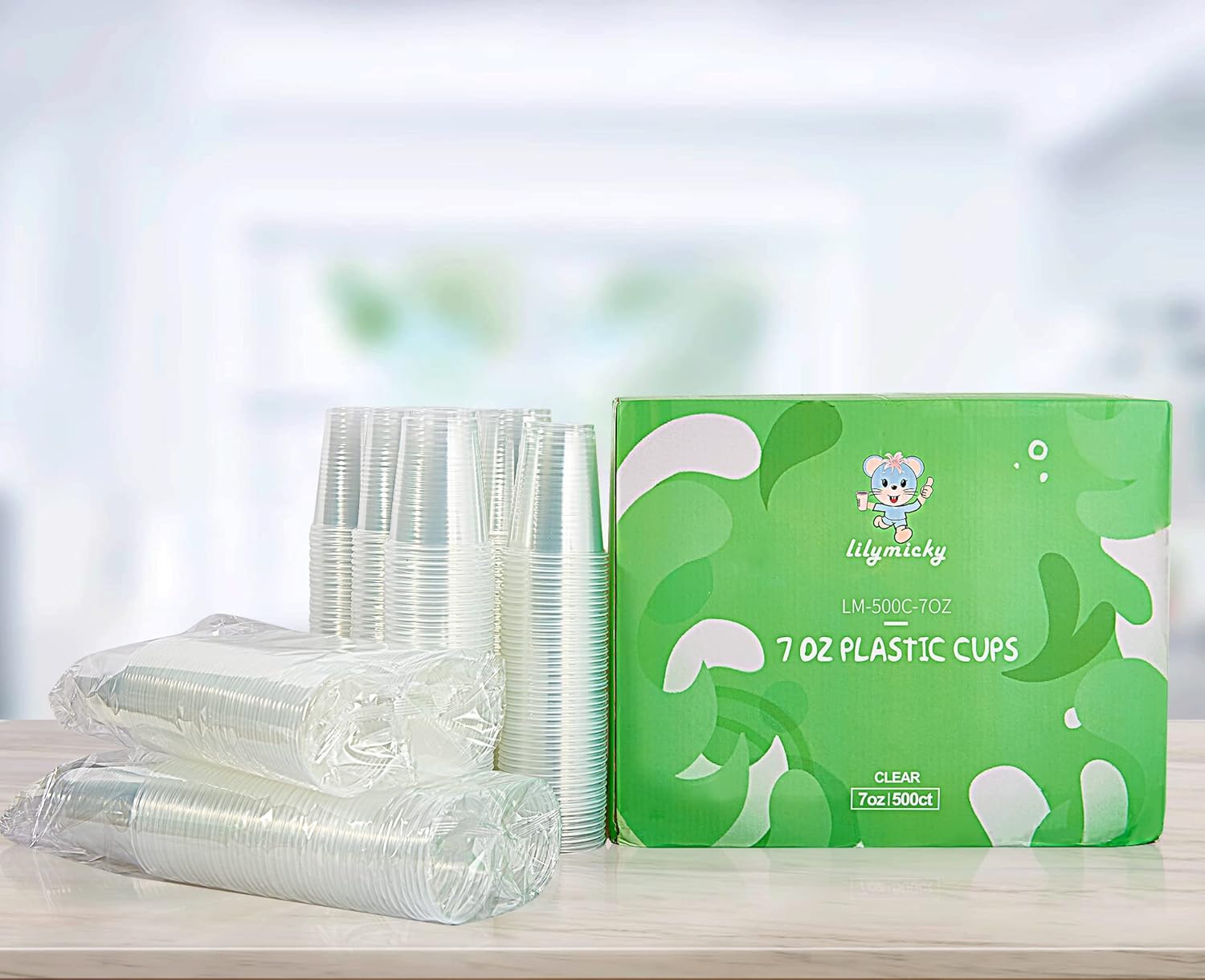 Detalle de Lilymicky 500 Pack 7 oz Clear Disposable Plastic Cups