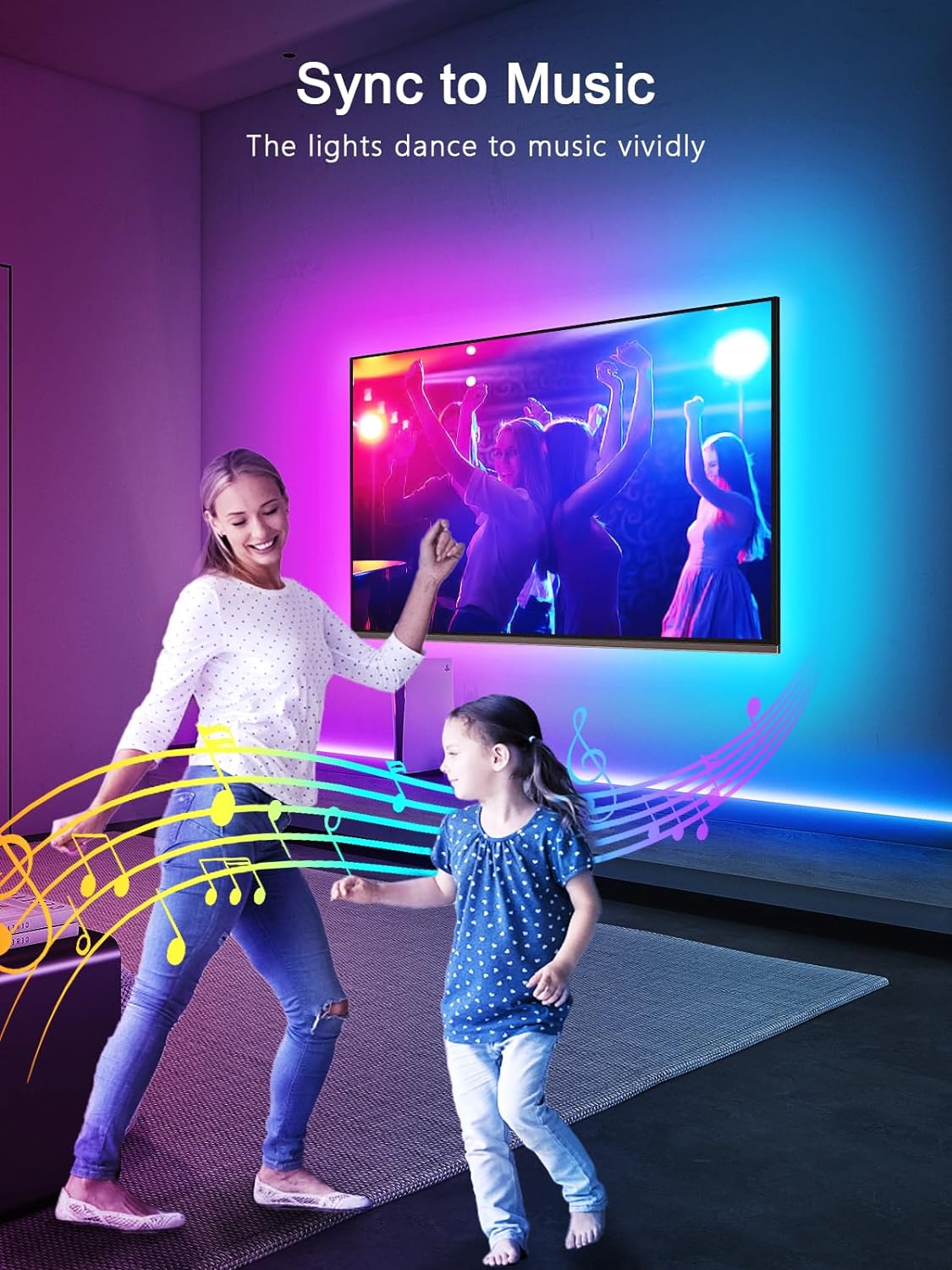 Thumbnail 4 de GIPOYENT TV LED-Lichter 13.1Ft – Atmosphärische Hintergrundbeleuchtung für 40–65 Zoll Fernseher