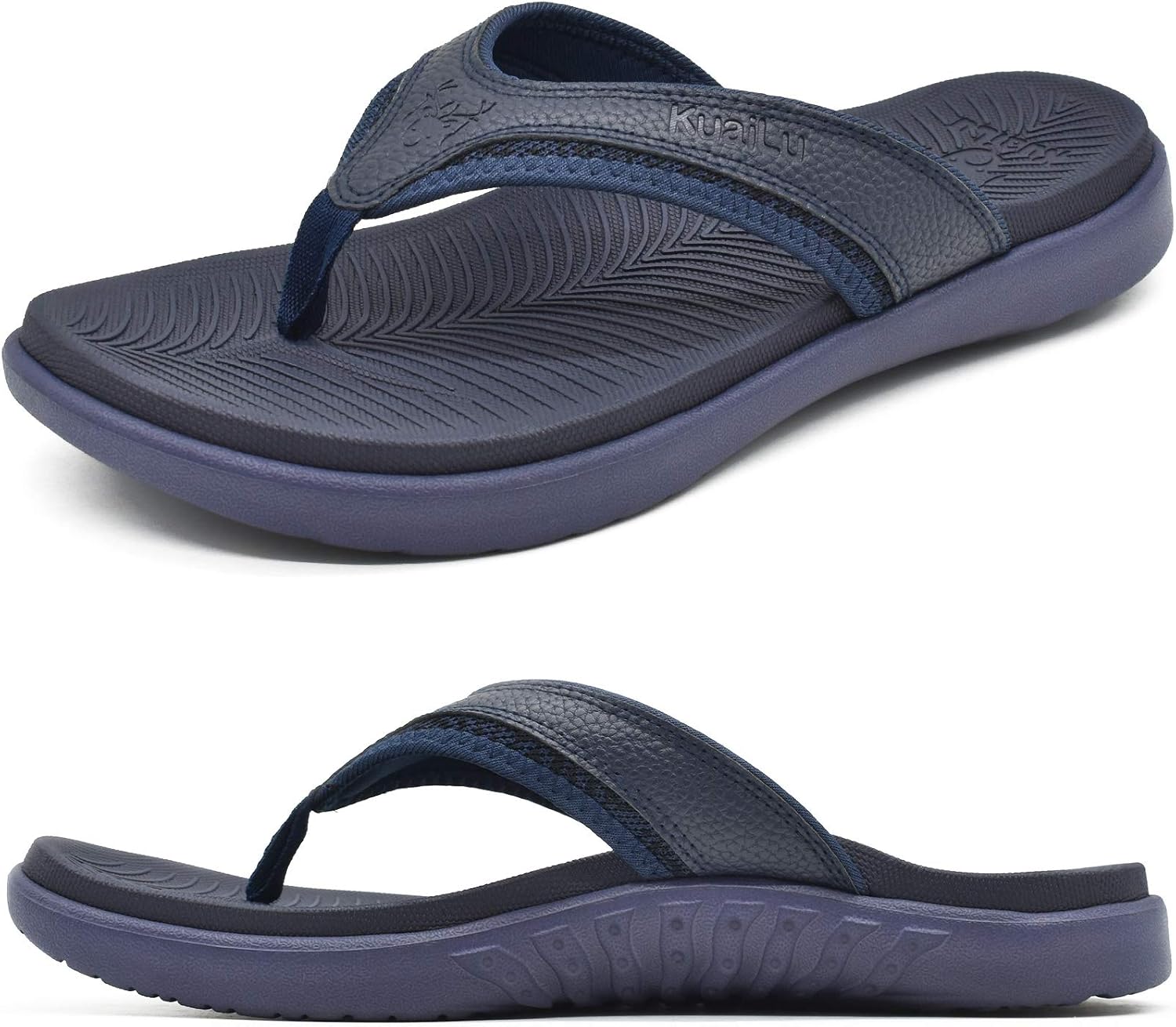 Detalle de KuaiLu Mens Sport Flip Flops with Orthotic Arch Support (Plantar Fasciitis Arch Support) — Outdoor Summer Beach Sandals, Size 7~15