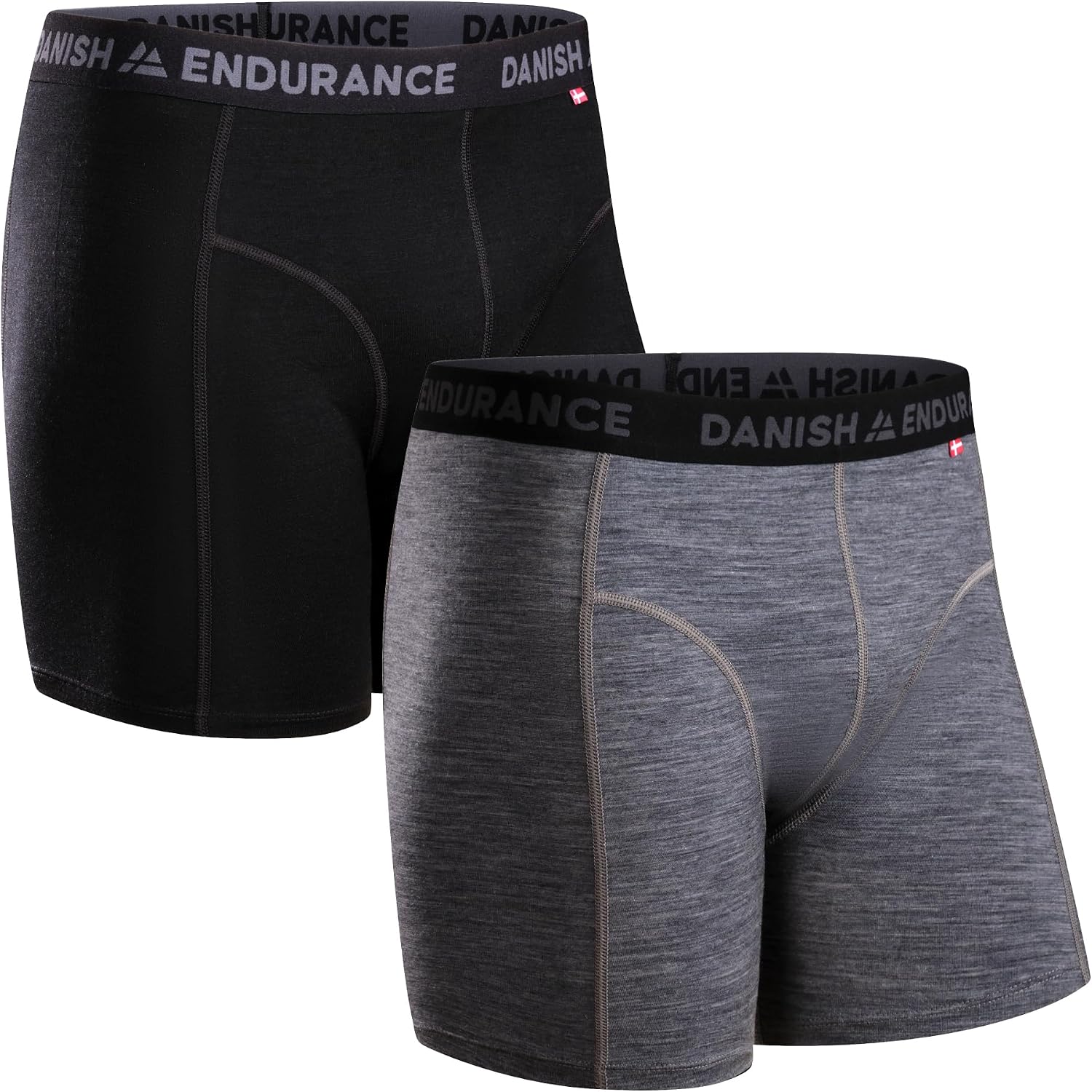 Detalle de DANISH ENDURANCE Merino Boxershorts Herren (2er Pack) – Geruchsneutral, schweißableitend & atmungsaktiv