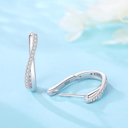 Detalle de Pendientes aro de plata 925 CYMYSS para mujer – aro hipoalergénico de 20 mm y 4 mm de grosor