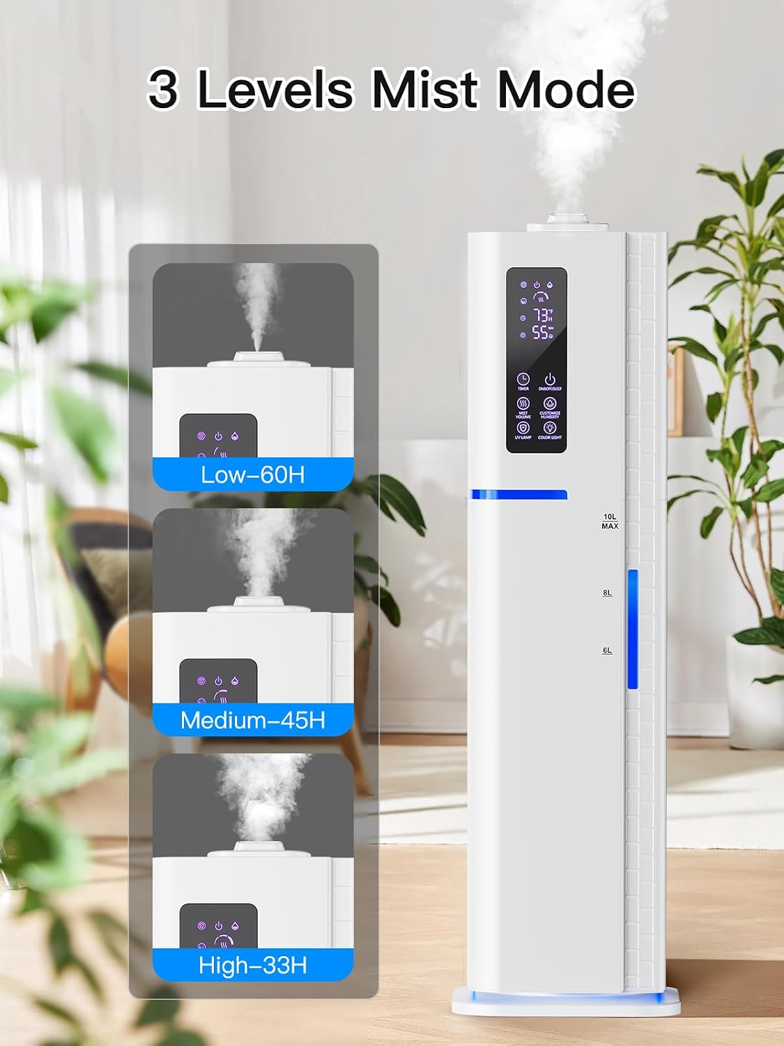 Detalle de Zeova 10L Humidifier 60H Runtime, Quiet Home 🌫