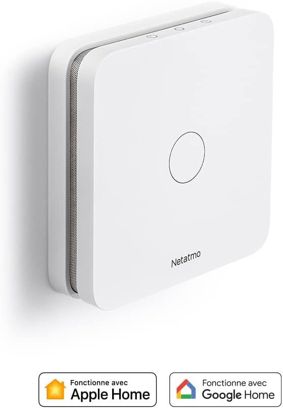 Detalle de Netatmo Détecteur de monoxyde de carbone intelligent 2,4 GHz Wi‑Fi (alarme 85 dB, batterie 10 ans)