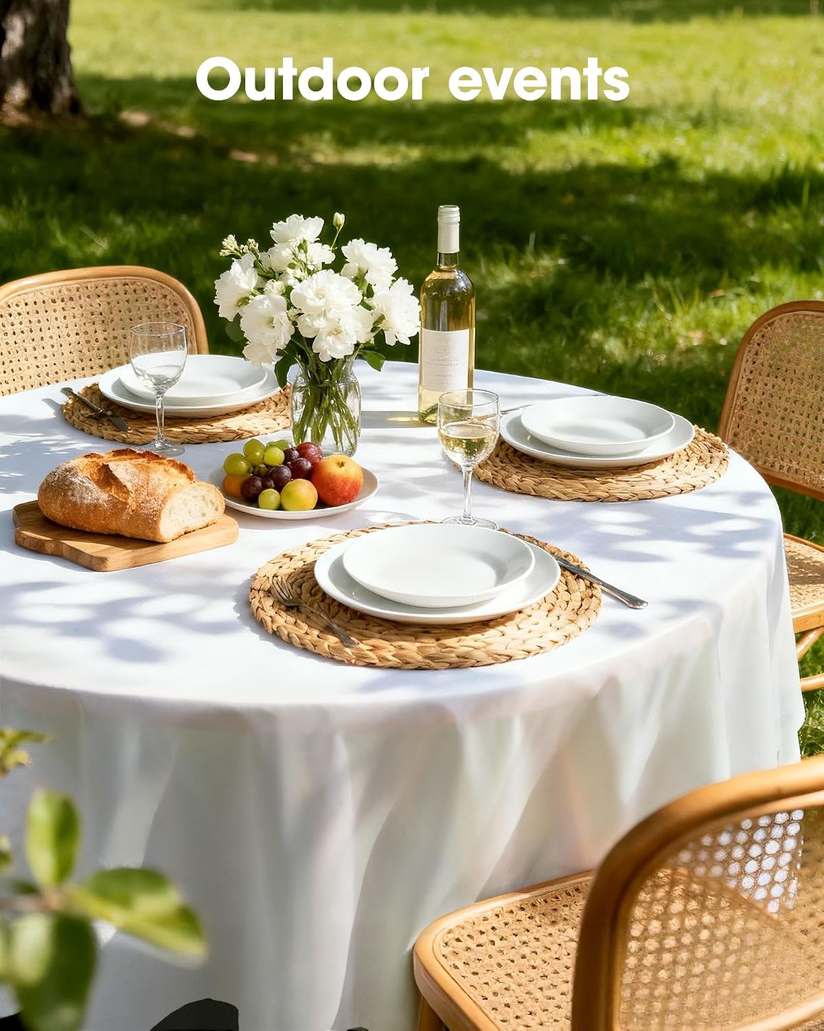 Thumbnail 4 de Pureegg 84-Inch Round Disposable Plastic Tablecloths, White, 10-Pack