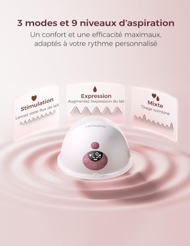 Detalle de Momcozy M5-Smart Tire Lait Électrique Main Libre avec App, Rouge, 2 Pièces