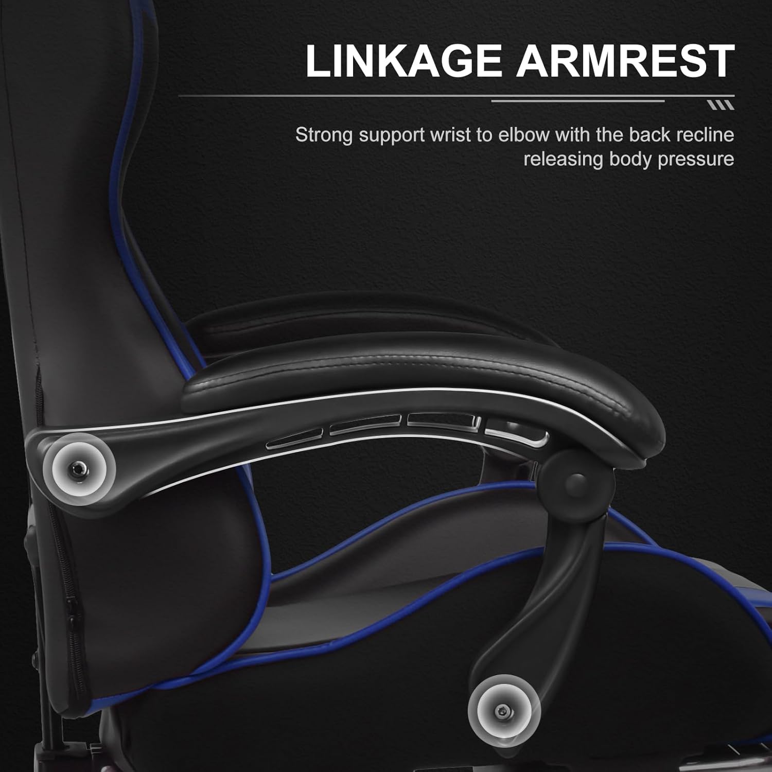 Thumbnail 4 de GTPLAYER Sedia da Gaming Ergonomica con massaggiatore sul poggiapiedi e supporto lombare, schienale reclinabile 90–135°, portata 150 kg (Blu)