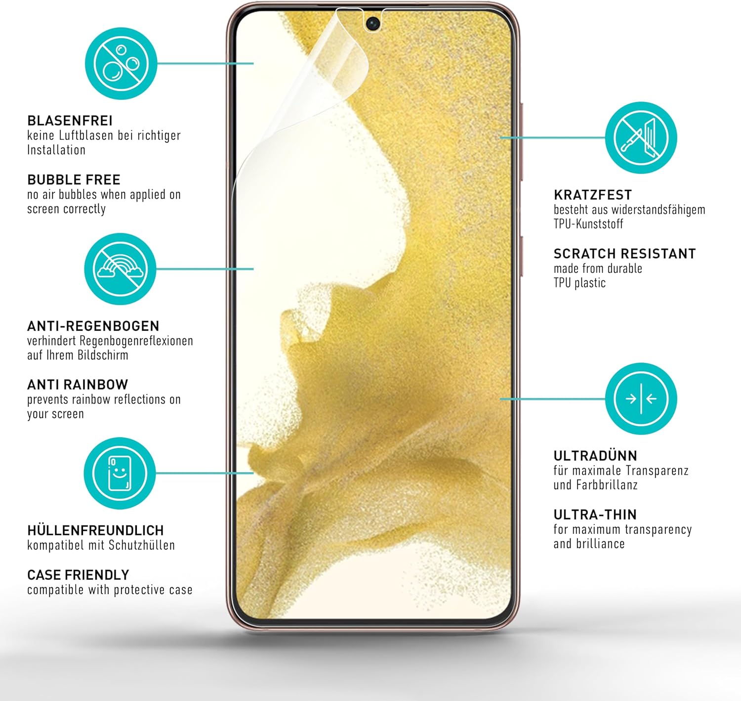 Thumbnail 4 de SmarTect TPU Screen Protector for Samsung Galaxy S22, 2 Matte Films