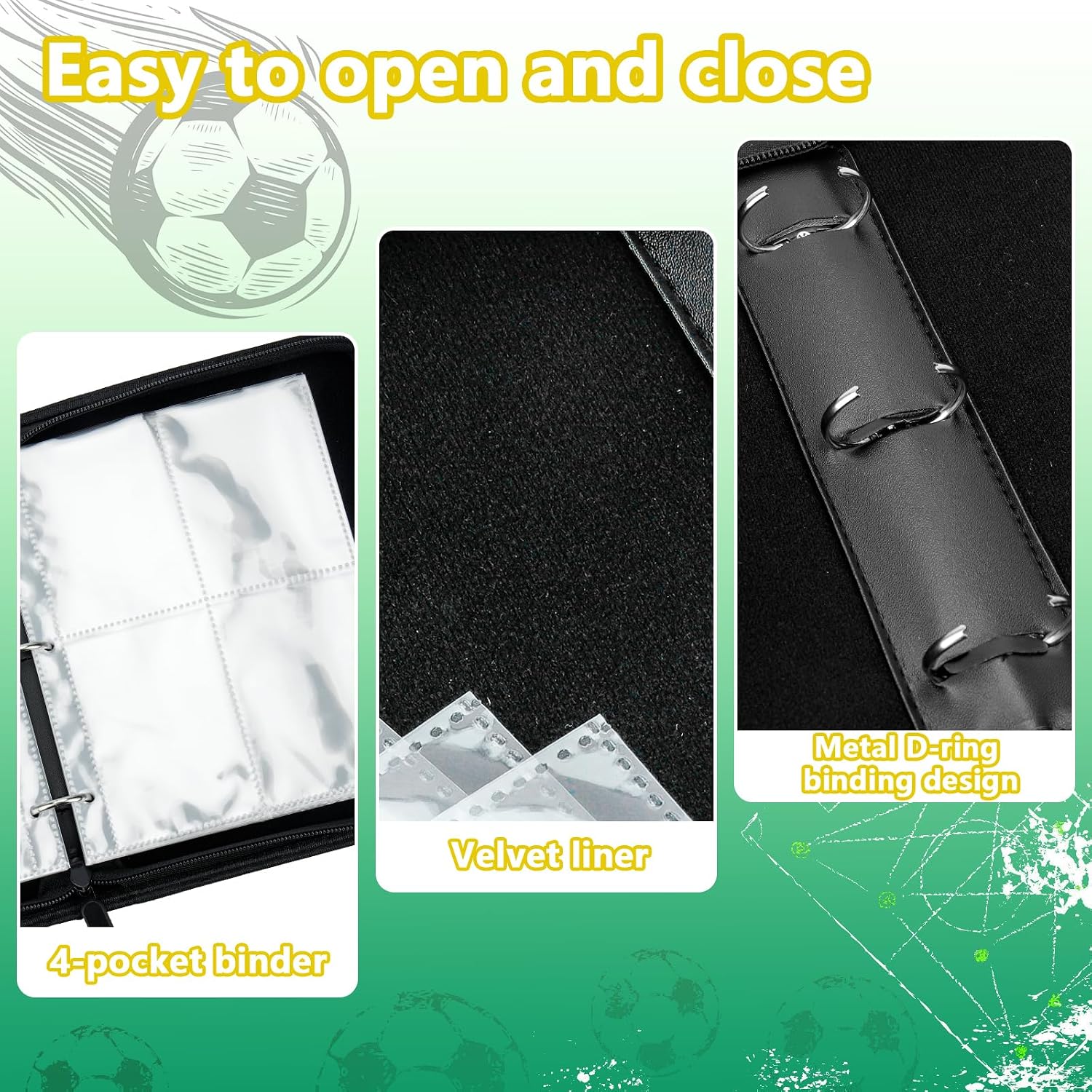Thumbnail 5 de TAOPE Football Card Album: 400-pocket Binder with 50 Pages, PU Leather, 3‑Ring Compact Card Holder