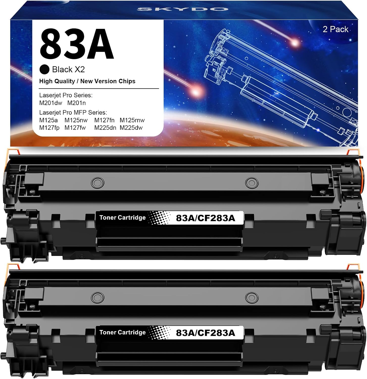 Detalle de Skydo HP 83A CF283A Black Toner Cartridges, 2-Pack, High Yield