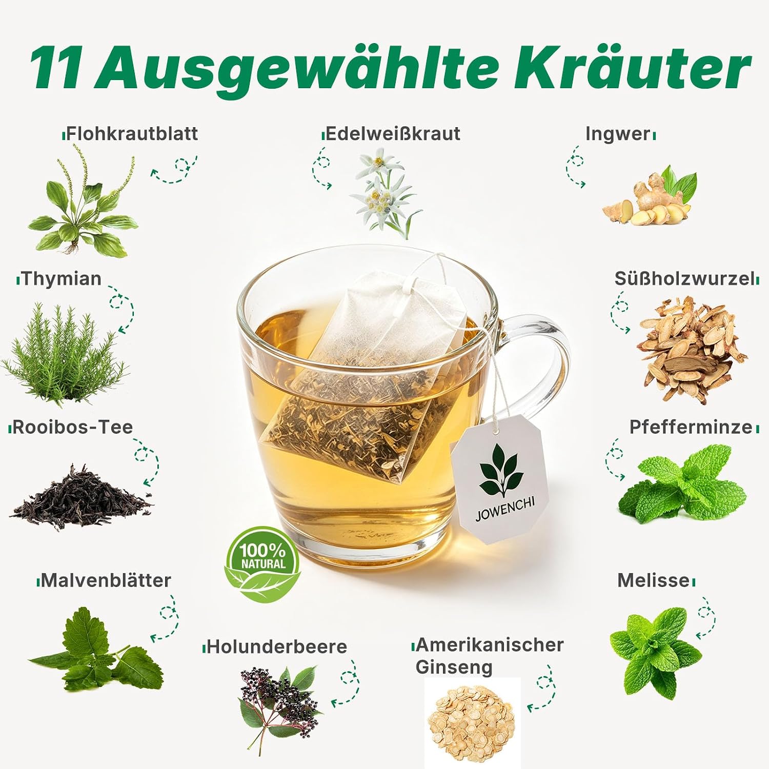 Detalle de Detox Tee – 28 Tage Kräutertee für Abnehmen, Lungenreinigung und Atemwege, koffeinfrei, vegan