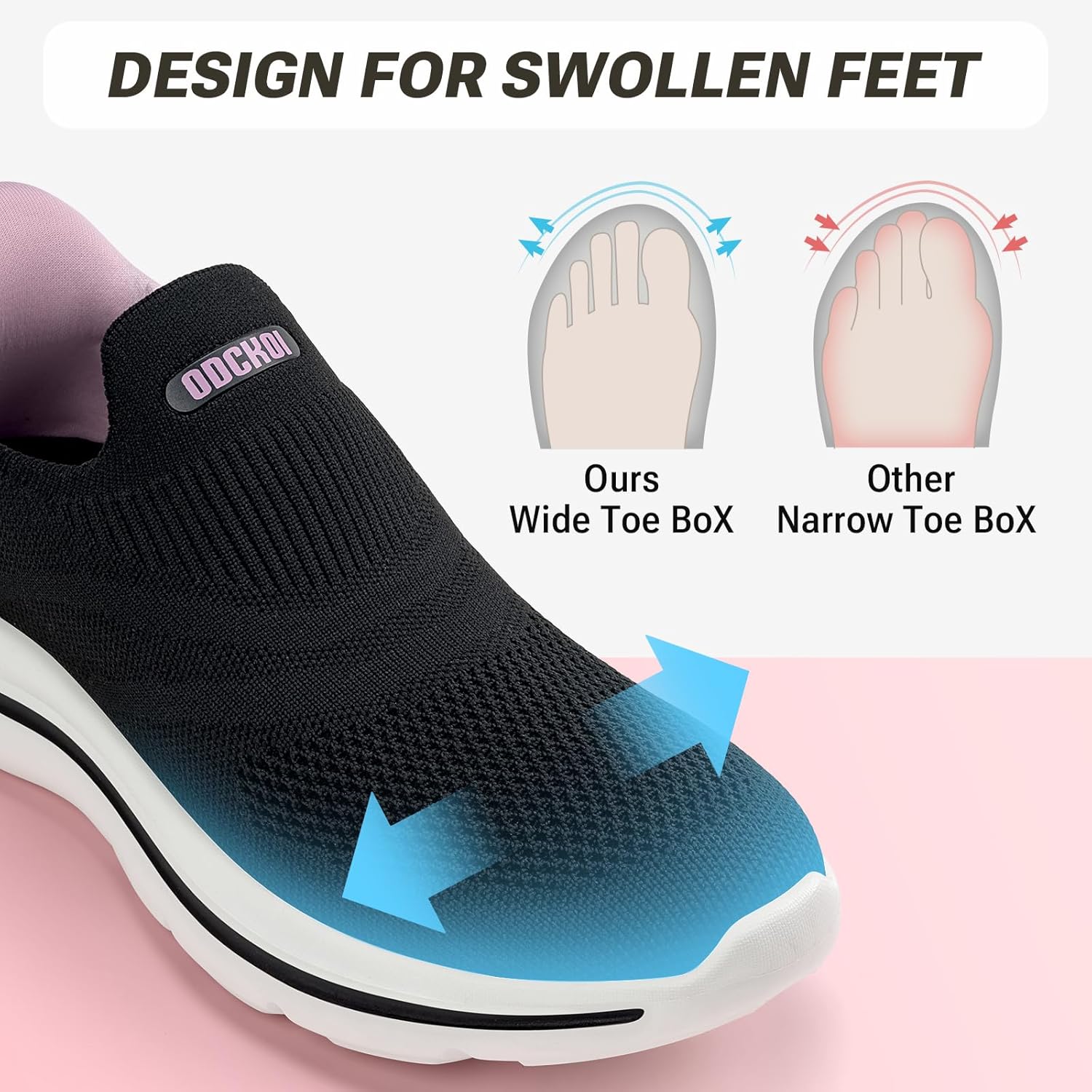 Thumbnail 2 de ODCKOI Slip-on Damen Sneakers – Atmungsaktives Mesh, leichte Sohle und herausnehmbare Einlegesohle