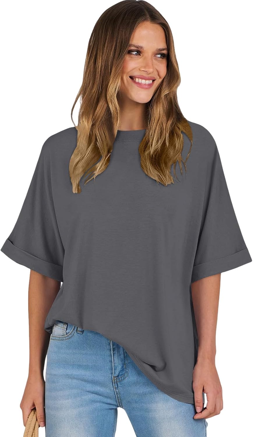 Thumbnail 5 de Cuptacc Damen Oversize T-Shirt – Rundhals, Tunika-Länge, Sommerkomfort