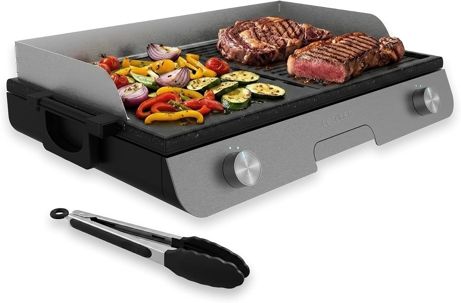 Detalle de Cecotec Barbecue Électrique Perfectroast 3000 Inox Max – cuisson 30 x 50 cm, 2 zones