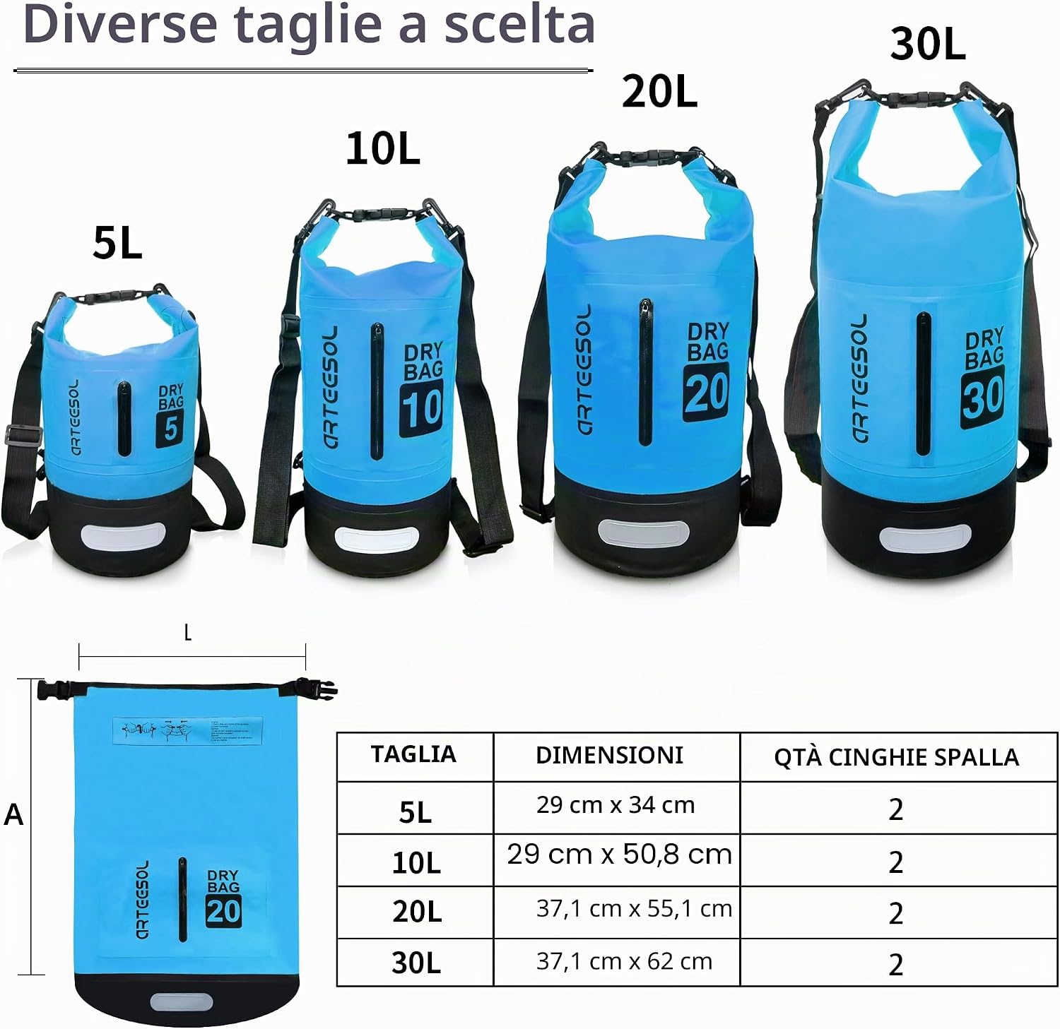 Detalle 2 de Blackace arteesol Borsa Dry 10L Impermeabile