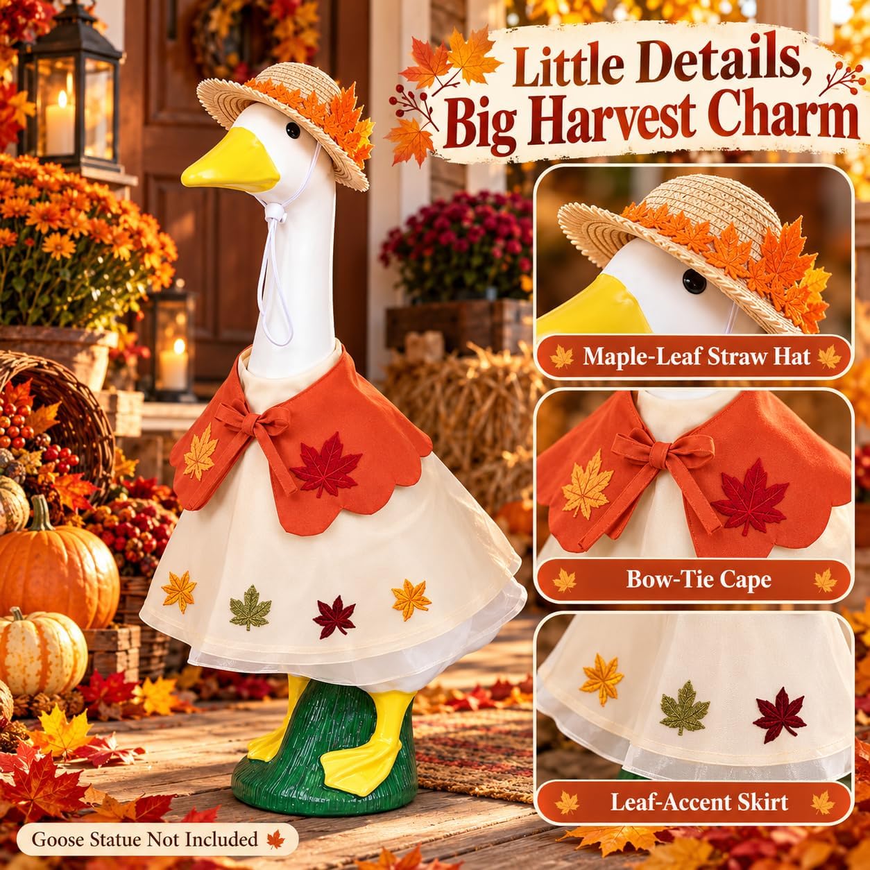 Detalle de holoith Halloween Porch Goose Outfit for 23-Inch Cement Goose, Witch Costume