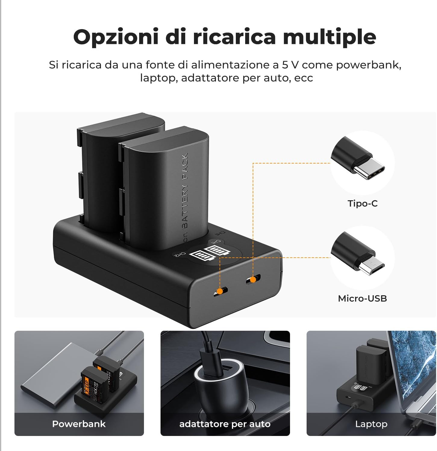 Thumbnail 5 de K&F CONCEPT LP-E6P Batteria 2400mAh per Canon