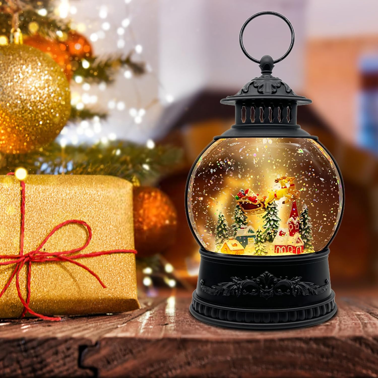 Thumbnail 6 de AOMIL Christmas Snow Globe Lantern with Music ๐