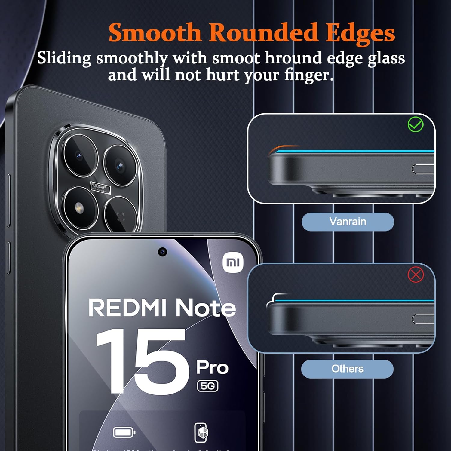 Thumbnail 4 de Vanrain Schutzfolie fürs Panzerglas für Xiaomi Redmi Note 15 Pro 5G – 2+2 Stück Schutzglas & Kameraschutz