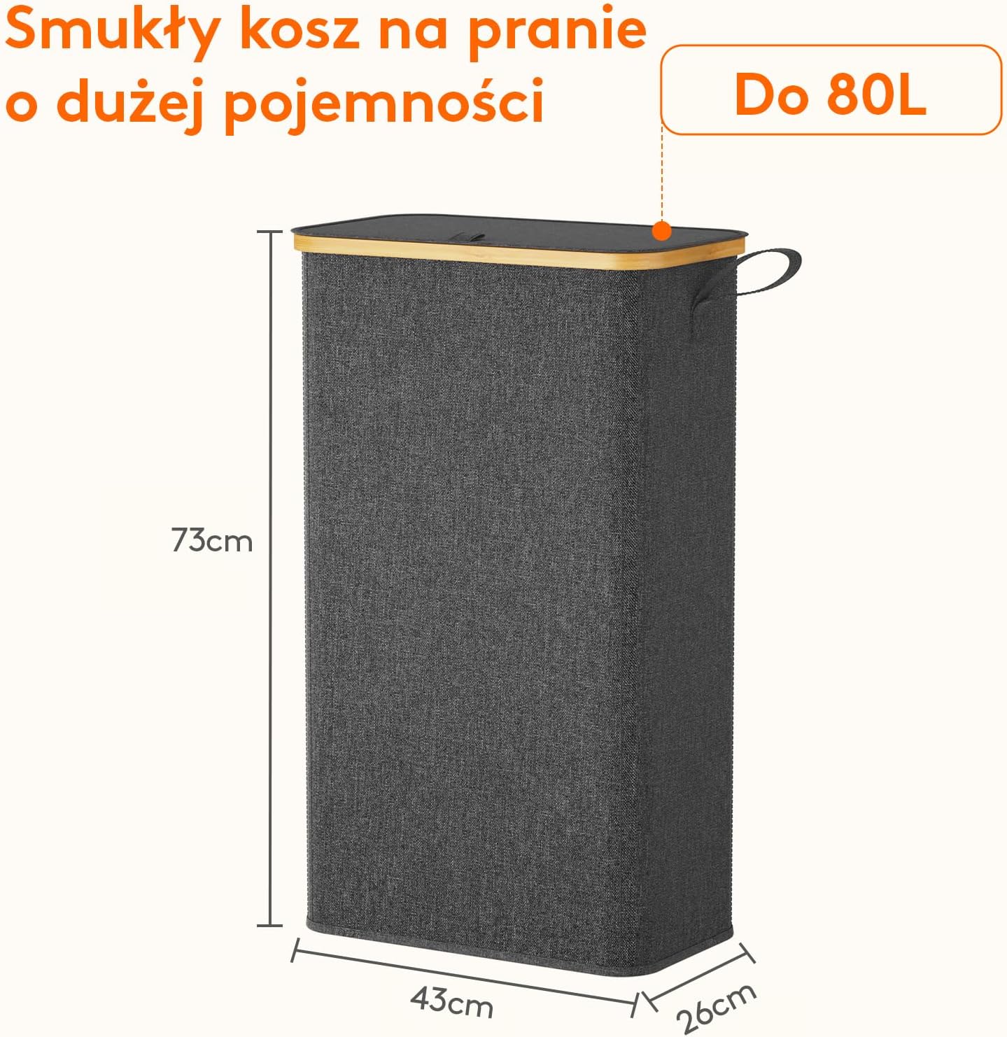 Detalle de Lifewit LH23177.03DY.V1.M01 – wąski kosz na pranie 75 l z pokrywą