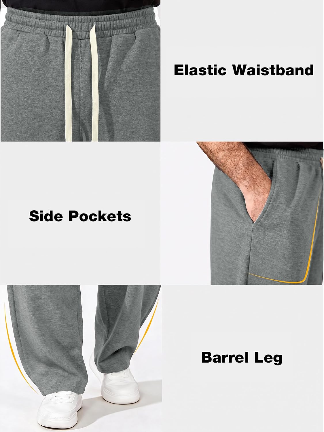 Detalle de JEMLDL Men's Baggy Sweatpants, Polyester Blend