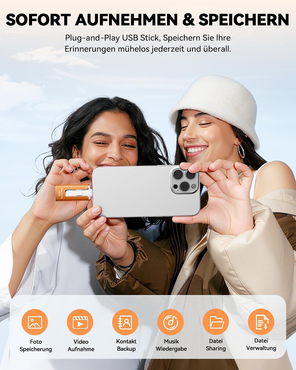 Thumbnail 3 de SUDEHO USB Stick 256 GB für iPhone (MFi-zertifiziert) – 4-in-1 Flashlaufwerk mit Plug-and-Play Backup