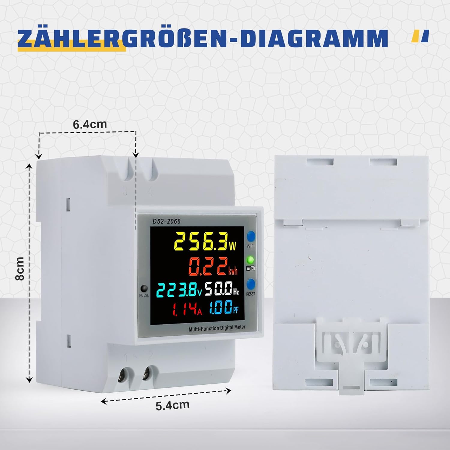 Detalle 2 de BOSYTRO Wifi Contatore di Energia Monofase 6 in 1, Misuratore di Potenza su Guida DIN