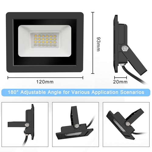 Thumbnail 3 de Realky 2 focos LED de exterior 20W IP65 (24 LED, 6000K, 100°) para casa, garaje y patio