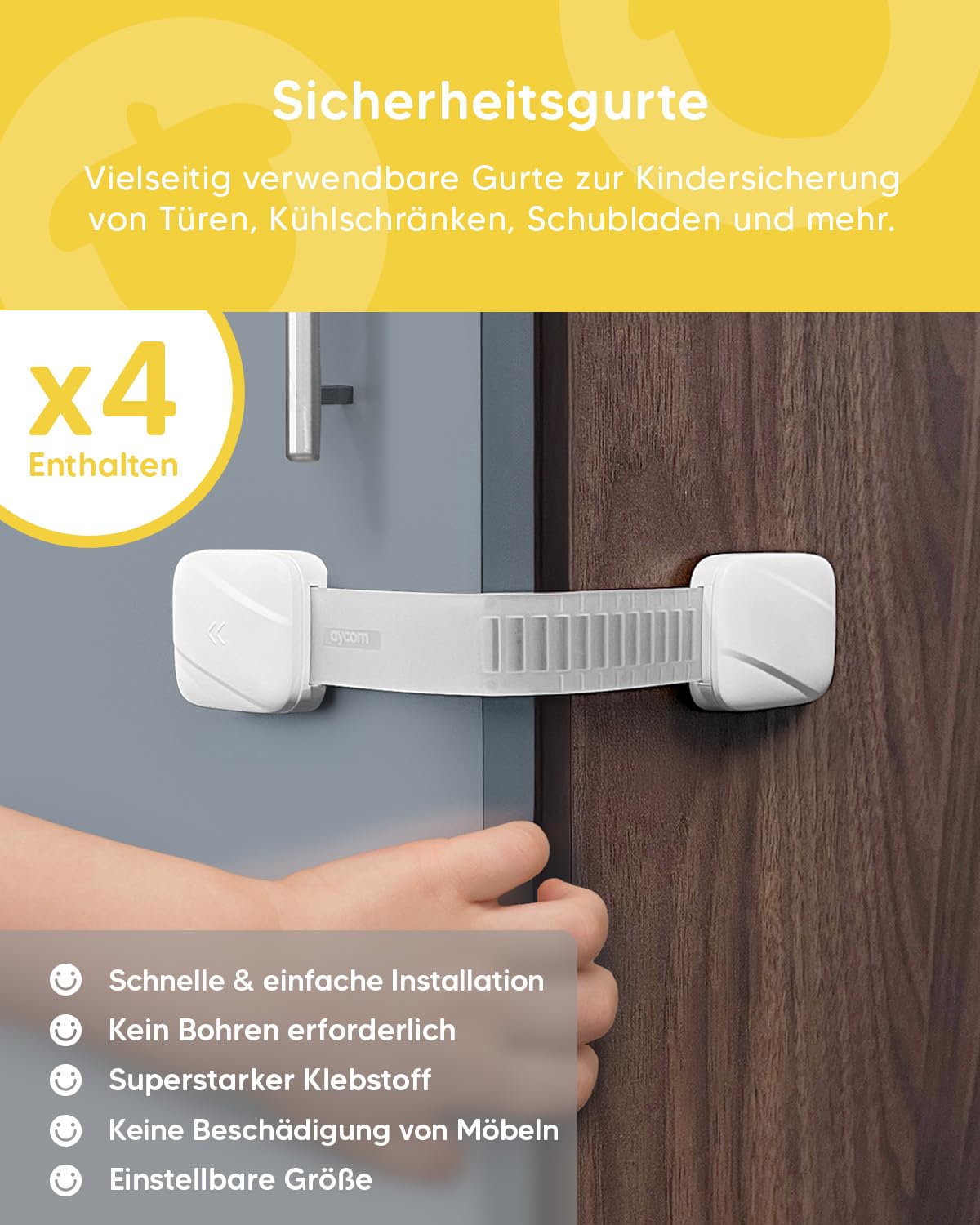 Thumbnail 3 de Aycorn Kindersicherung Set (24 Teile) – magnetische Schrankschlösser, Eckschutz, Türstopper und Ofenschloss (ohne Bohren)