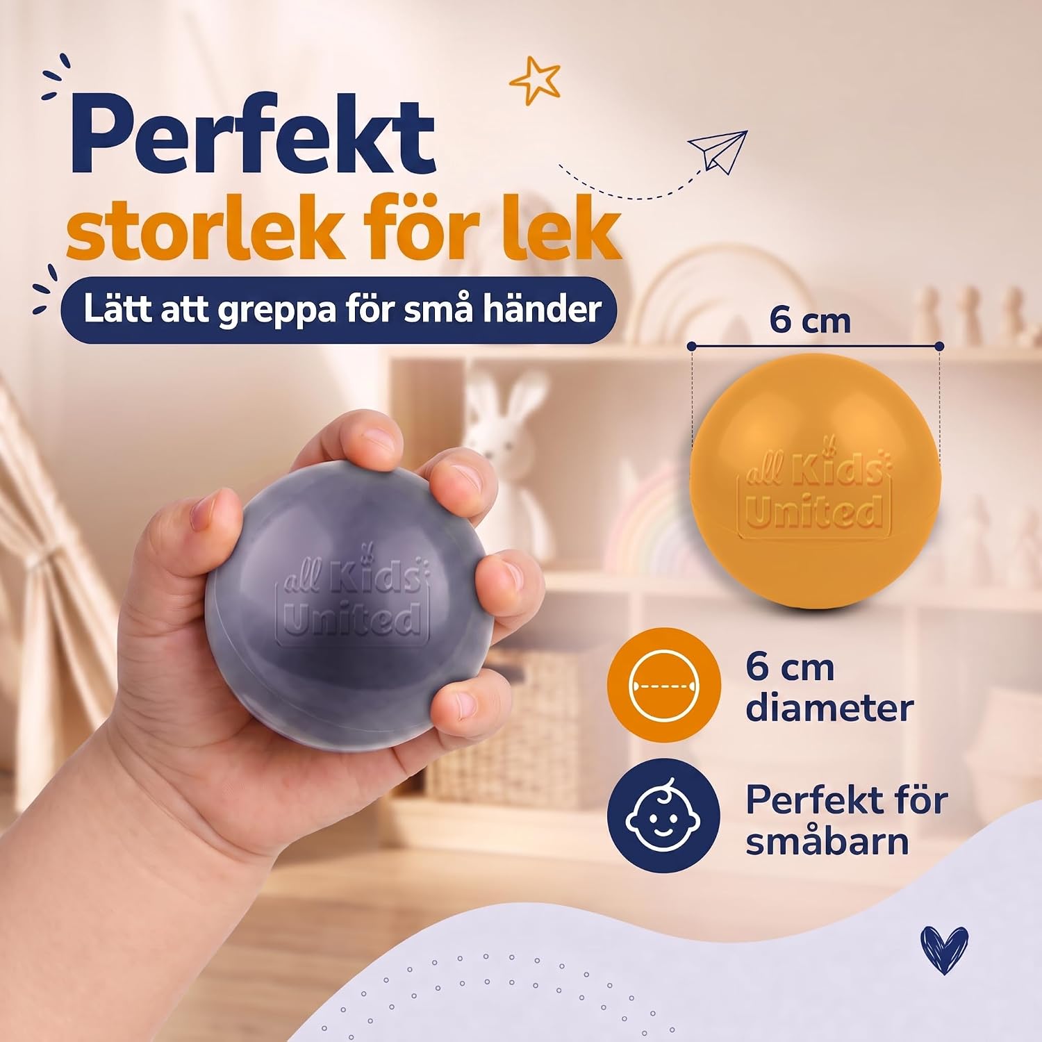 Detalle de all Kids United lekbollar i plast, Ø6 cm, för bollhav och vattenlek