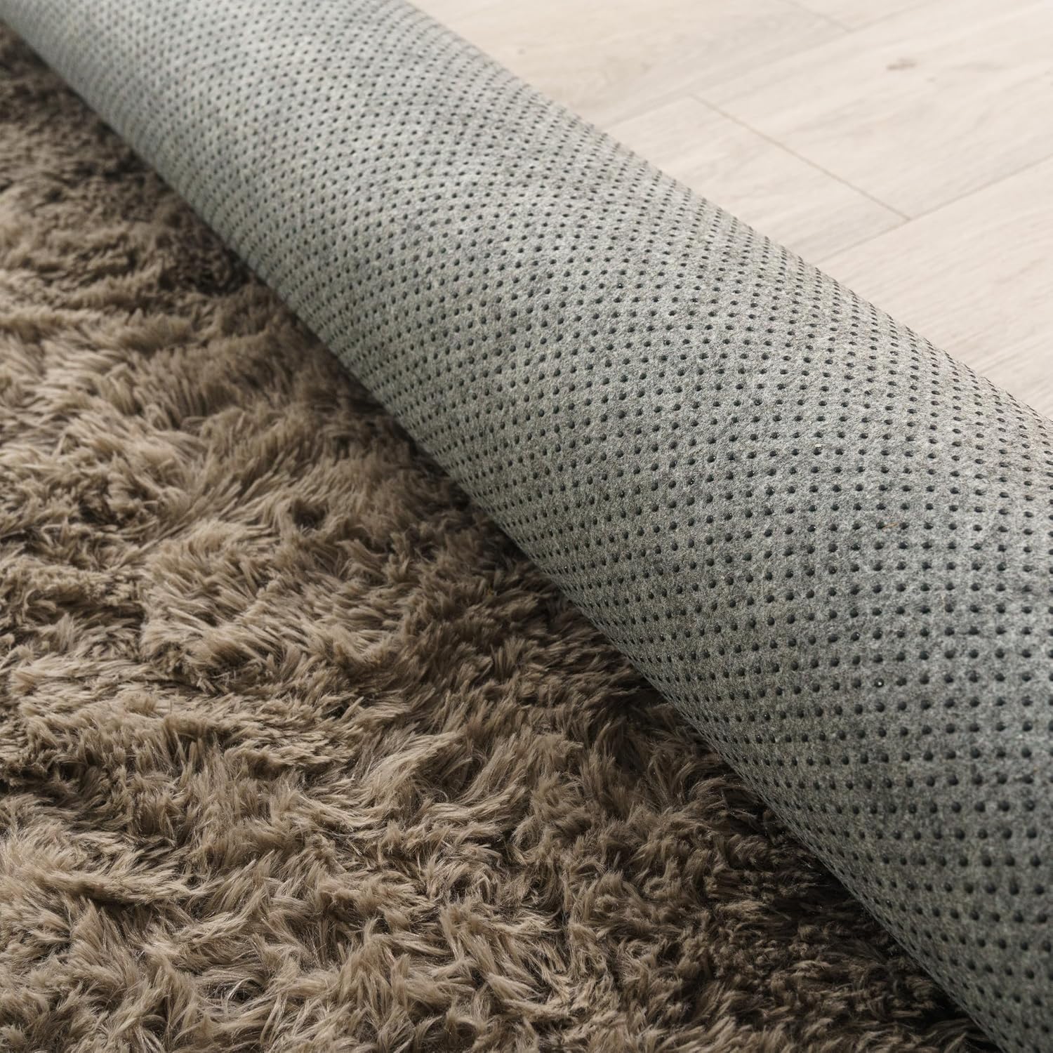 Thumbnail 4 de Paco Home Tapis de salon shaggy en fausse fourrure 80 x 150 cm, taupe