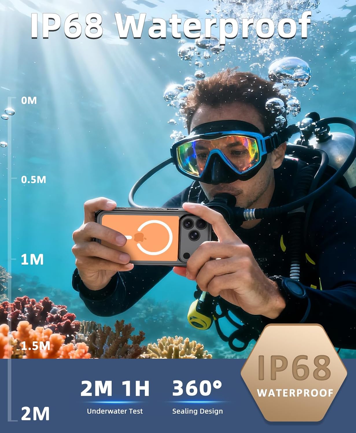 Detalle de Beeasy Waterproof MagSafe Case for iPhone 17 Pro Max (6.9”) with Built-in Screen & Camera Protectors