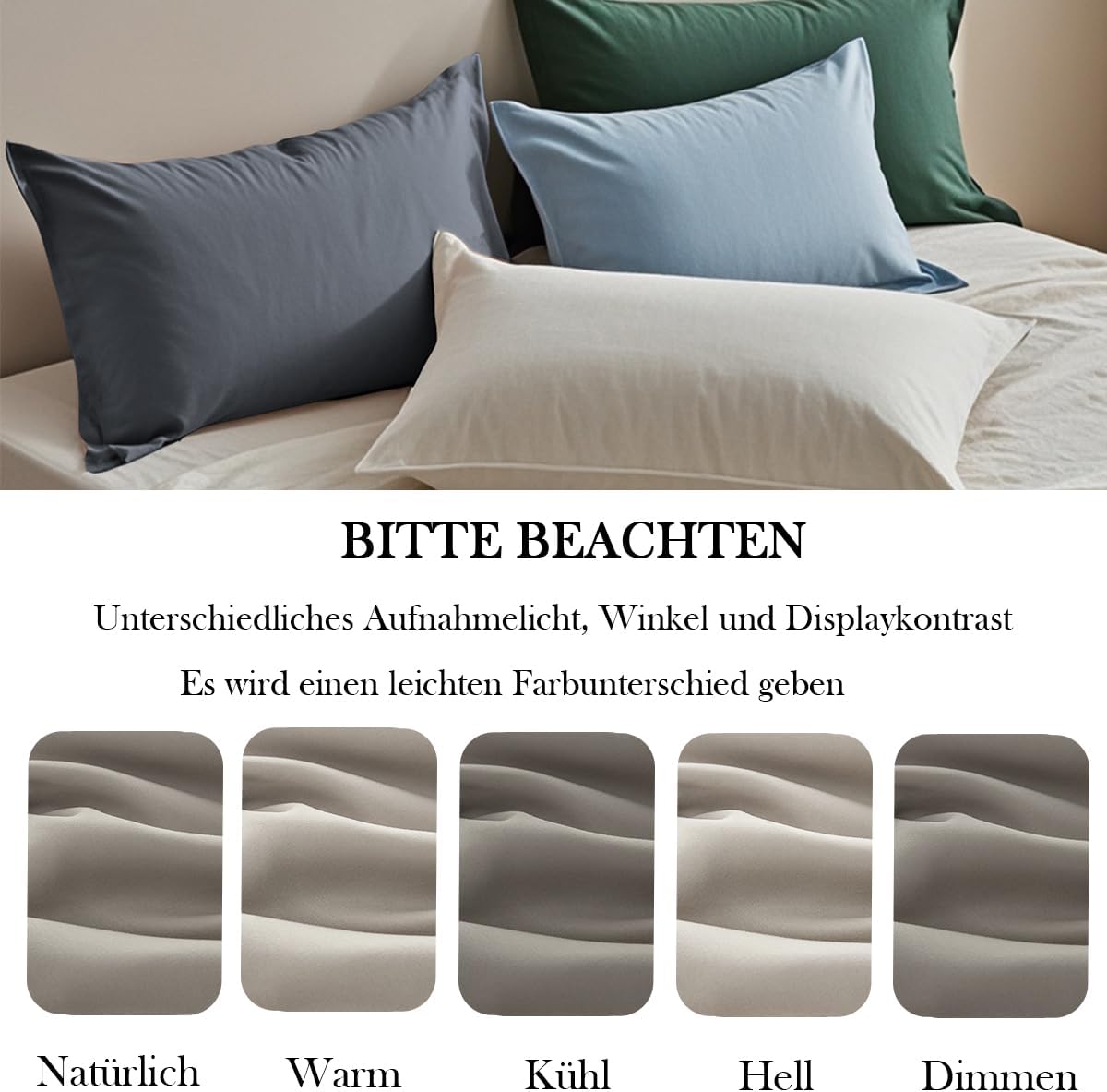 Thumbnail 6 de Nesture Seitenschläferkissen Bezug 40 x 145 cm (2er Set) – Kissenbezug aus 100% Mikrofaser in Taupe, mit Reißverschluss
