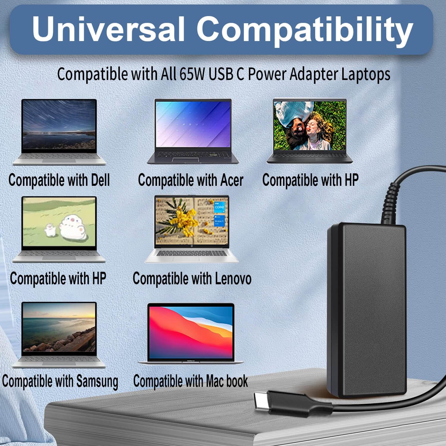 Thumbnail 5 de DMKAOLLK DZ65200325 65W USB-C Laptop Charger, 3.25A Adapter
