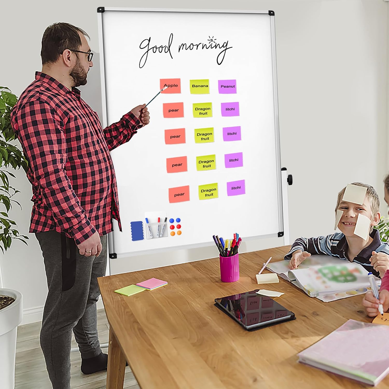 Thumbnail 6 de WOREEY 48x32 Rolling Whiteboard, Double-Sided Magnetic, Height Adjustable