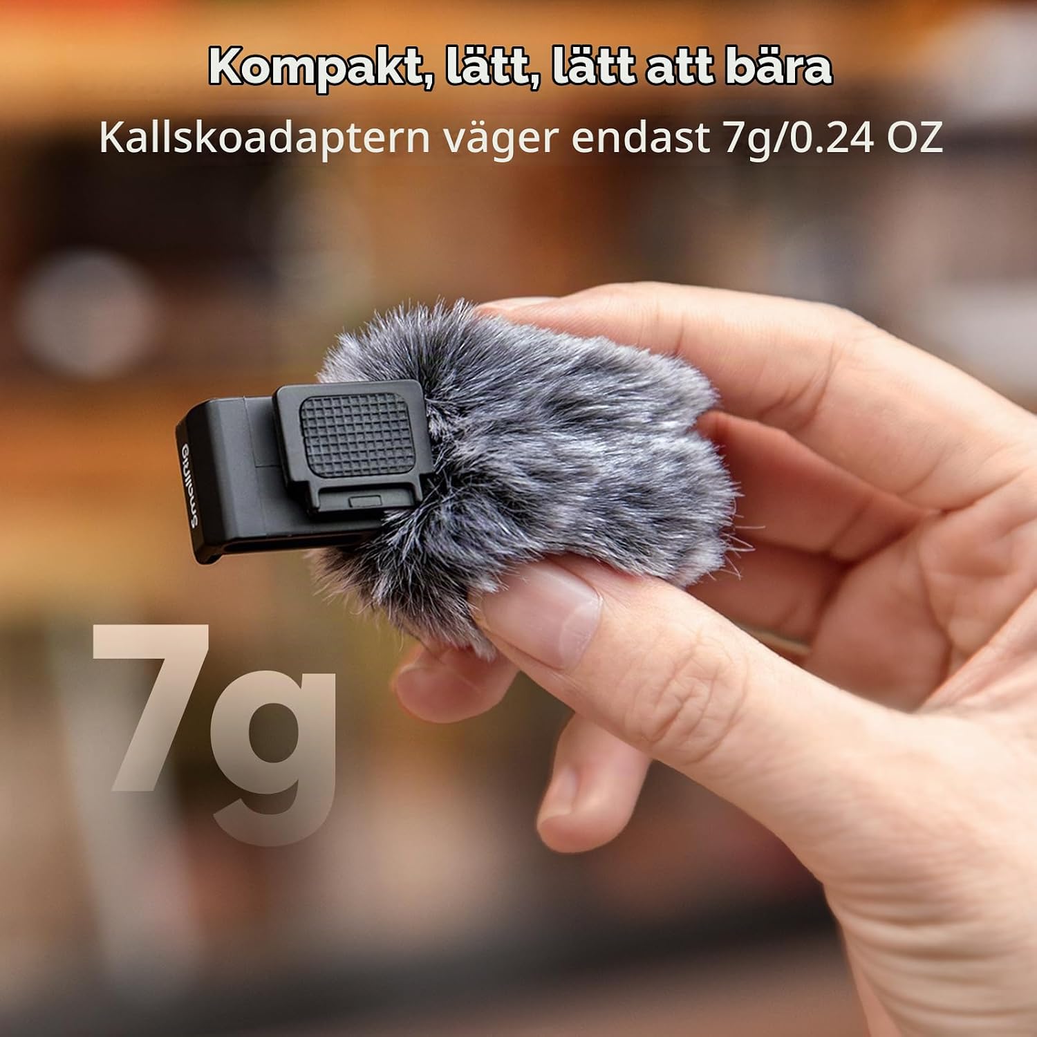 Detalle de SMALLRIG 3526 kallskoadapter med pälsvindskydd för Sony ZV-kameror
